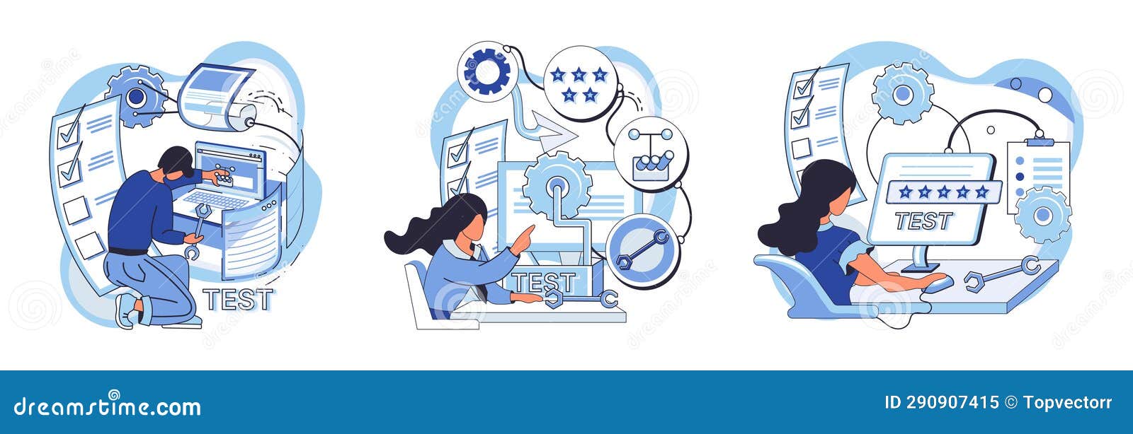 Application Testing Metaphor. Vector. Application Testing, Quality