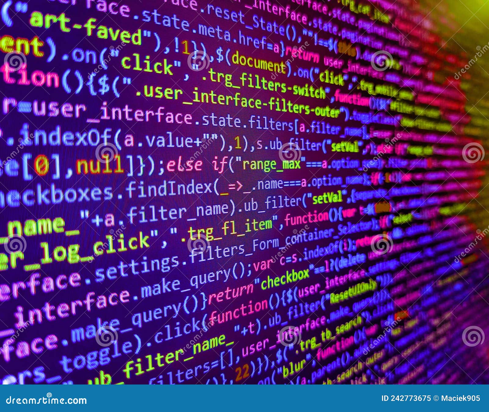 Application Web Source Code on Monitor. Computer Programming Source ...