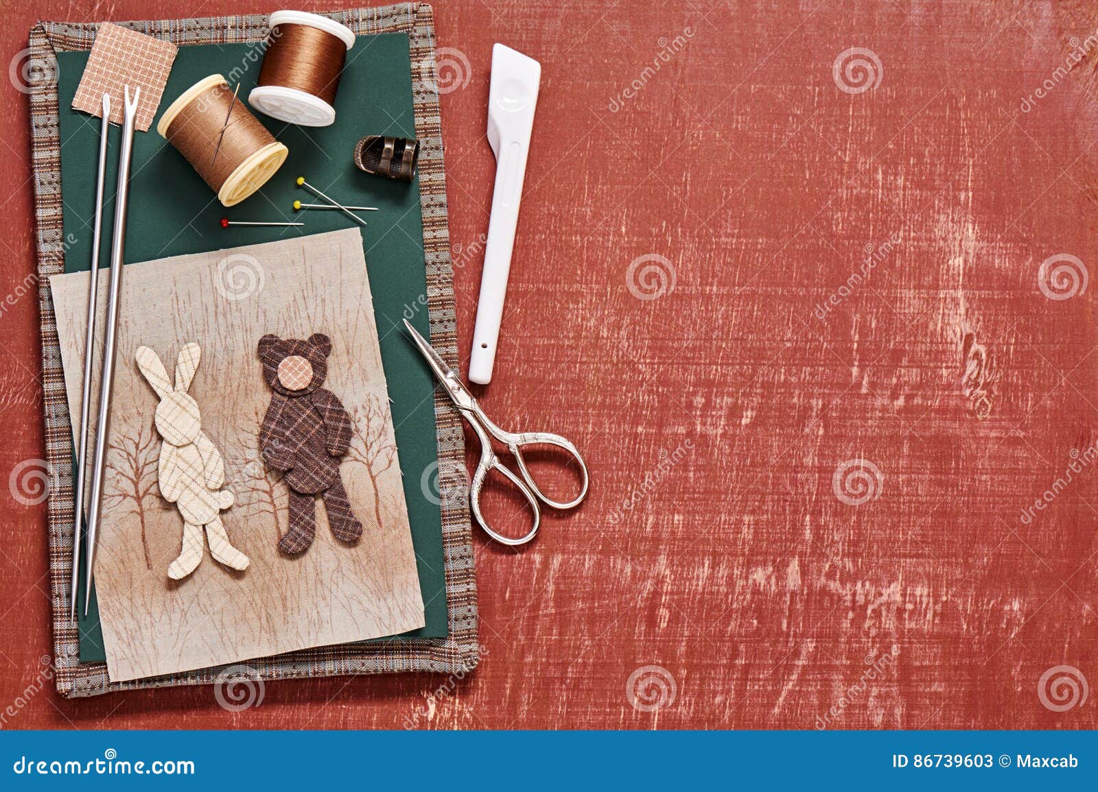 Applique Tools for Fabric and Detail of Applique Stock Image Image of