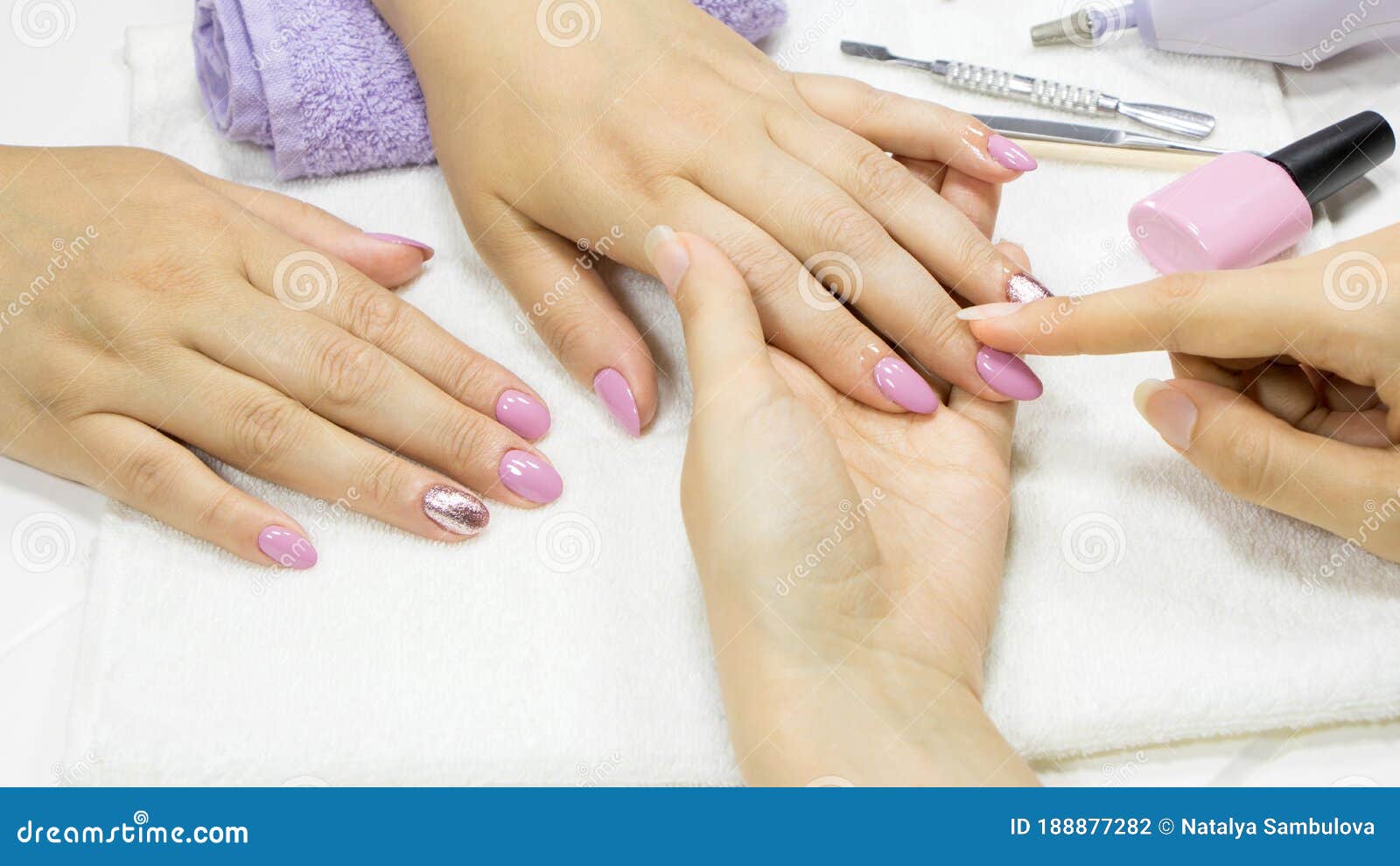 Manicure Woman Paints Her Nails Girl Applies Nail Polish French Stock Photo  by ©NataliSammm 365835272