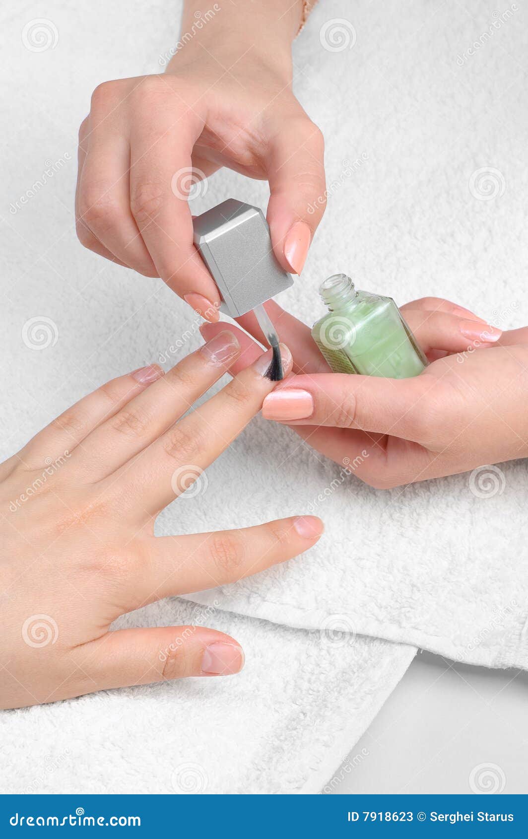 Applying Manicure, Moisturizing The Nails Picture. Image 7918623