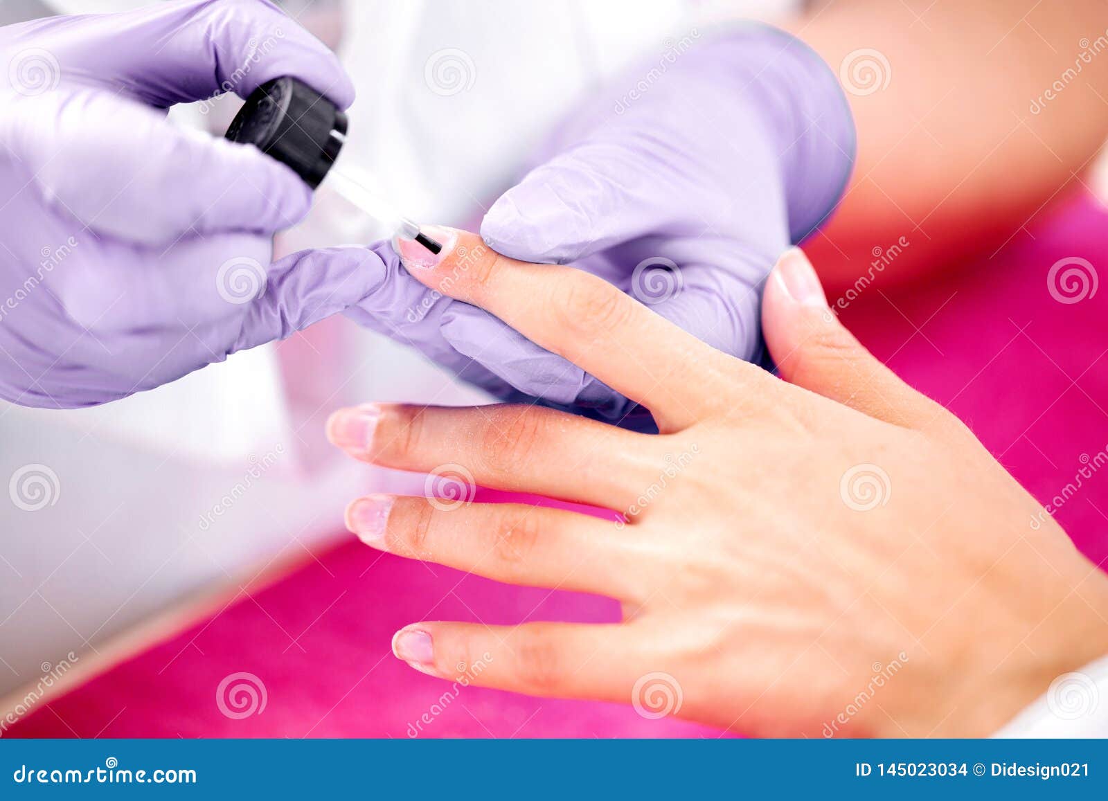 Applying of Nail a Polisher on the Hand Nails Stock Photo Image of