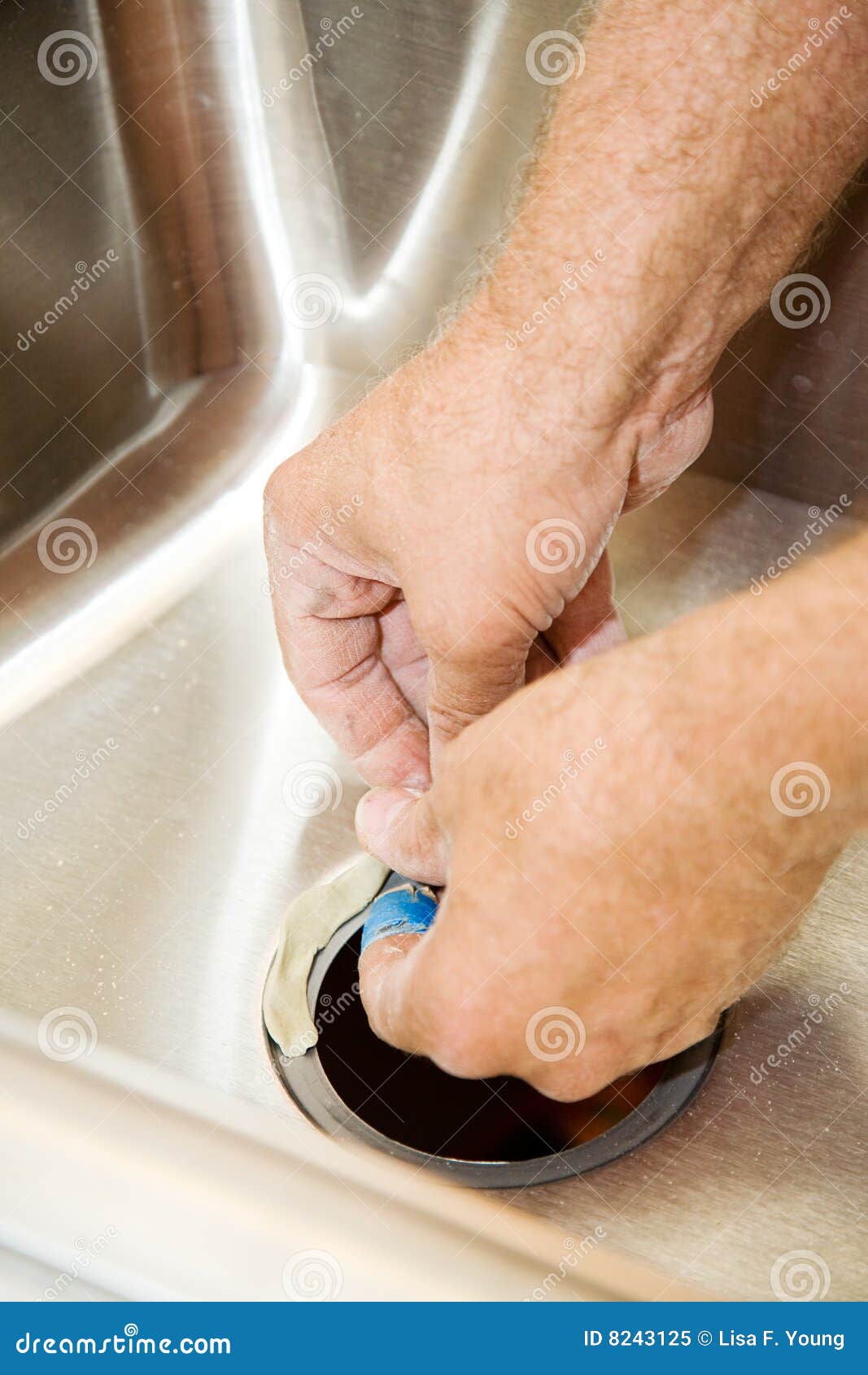 Applying Plumbers Putty Stock Image Image Of Nstalling