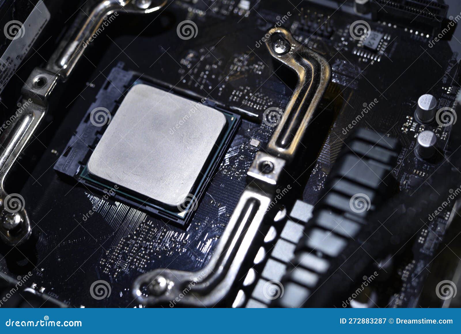applying thermal paste to the surface of the computer processor. thermal interface on the processor