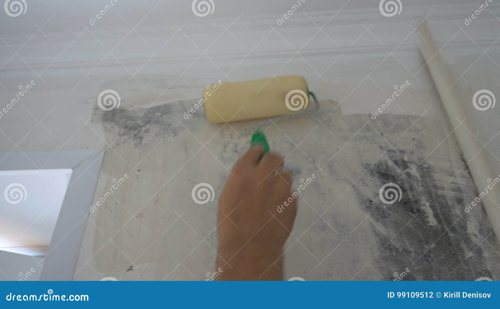 Applying Wallpaper Paste To the Wall with a Roller,preparation for  Wallpapering Stock Footage - Video of glue, indoors: 99109512