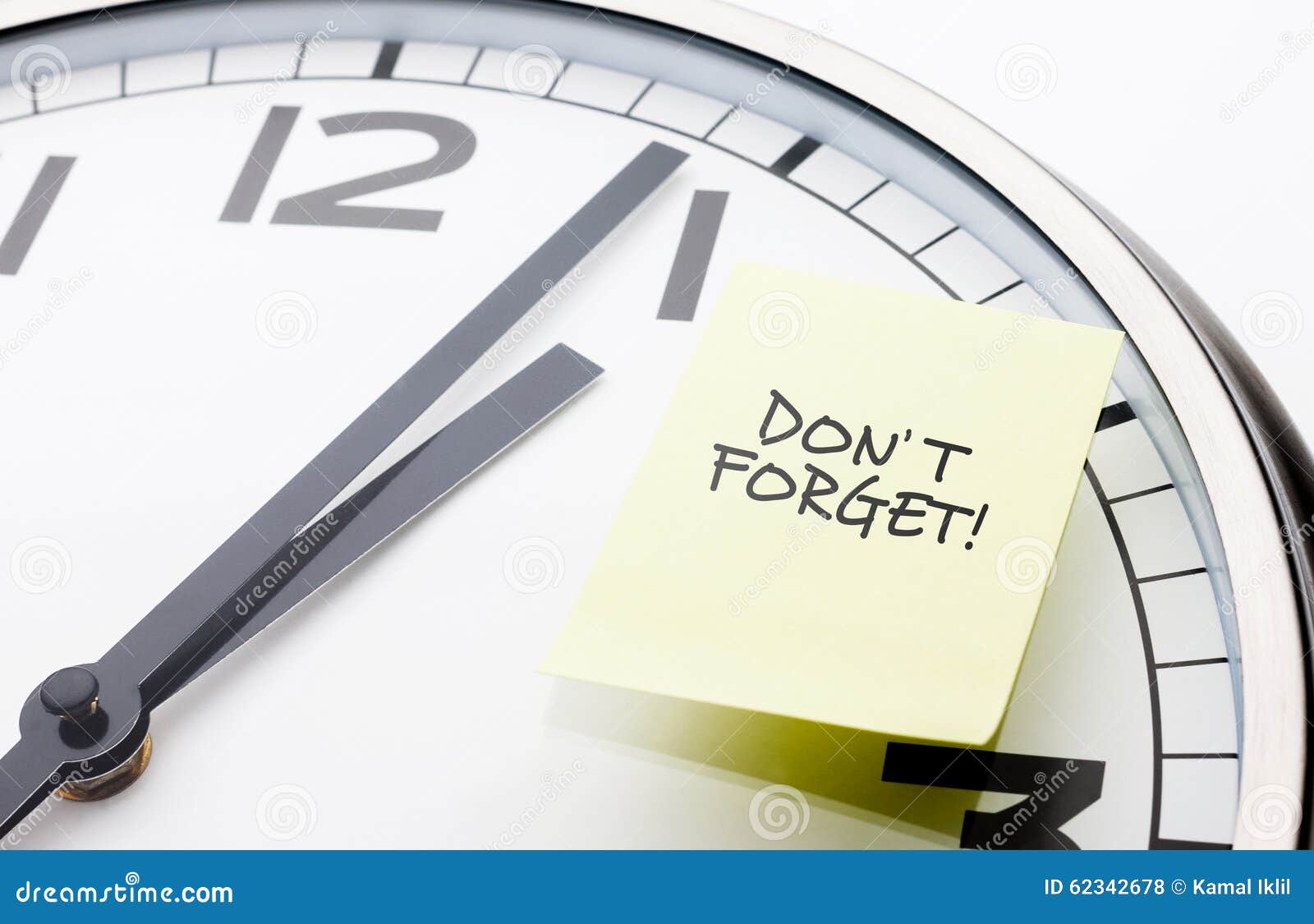 Appointment Reminder. Clock with Yellow Sticky Note Stock Photo Image