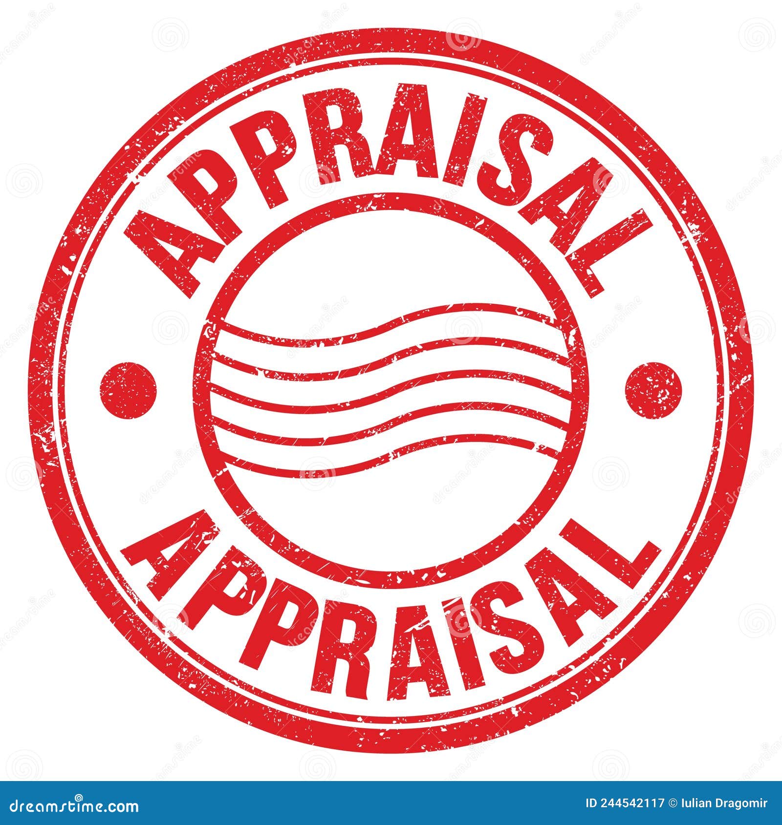 APPRAISAL Text Written on Red Round Postal Stamp Sign Stock