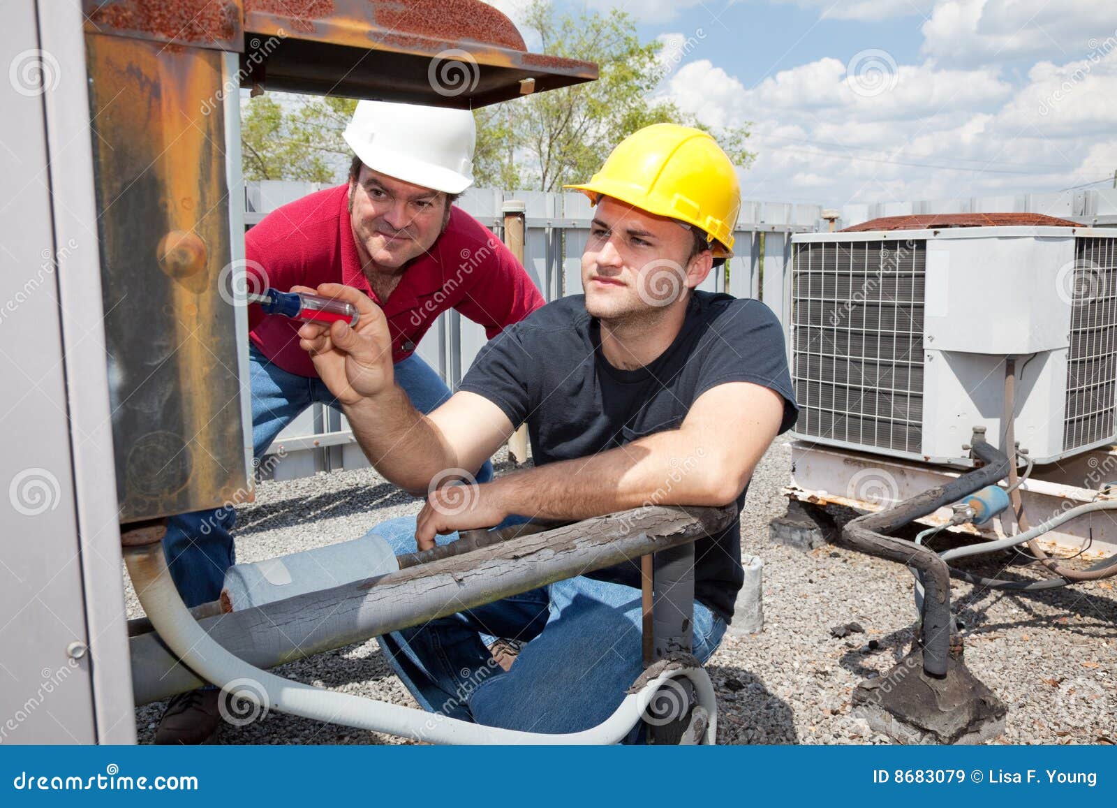 Apprentice Air Conditioning Repairman Stock Image Image of instructor