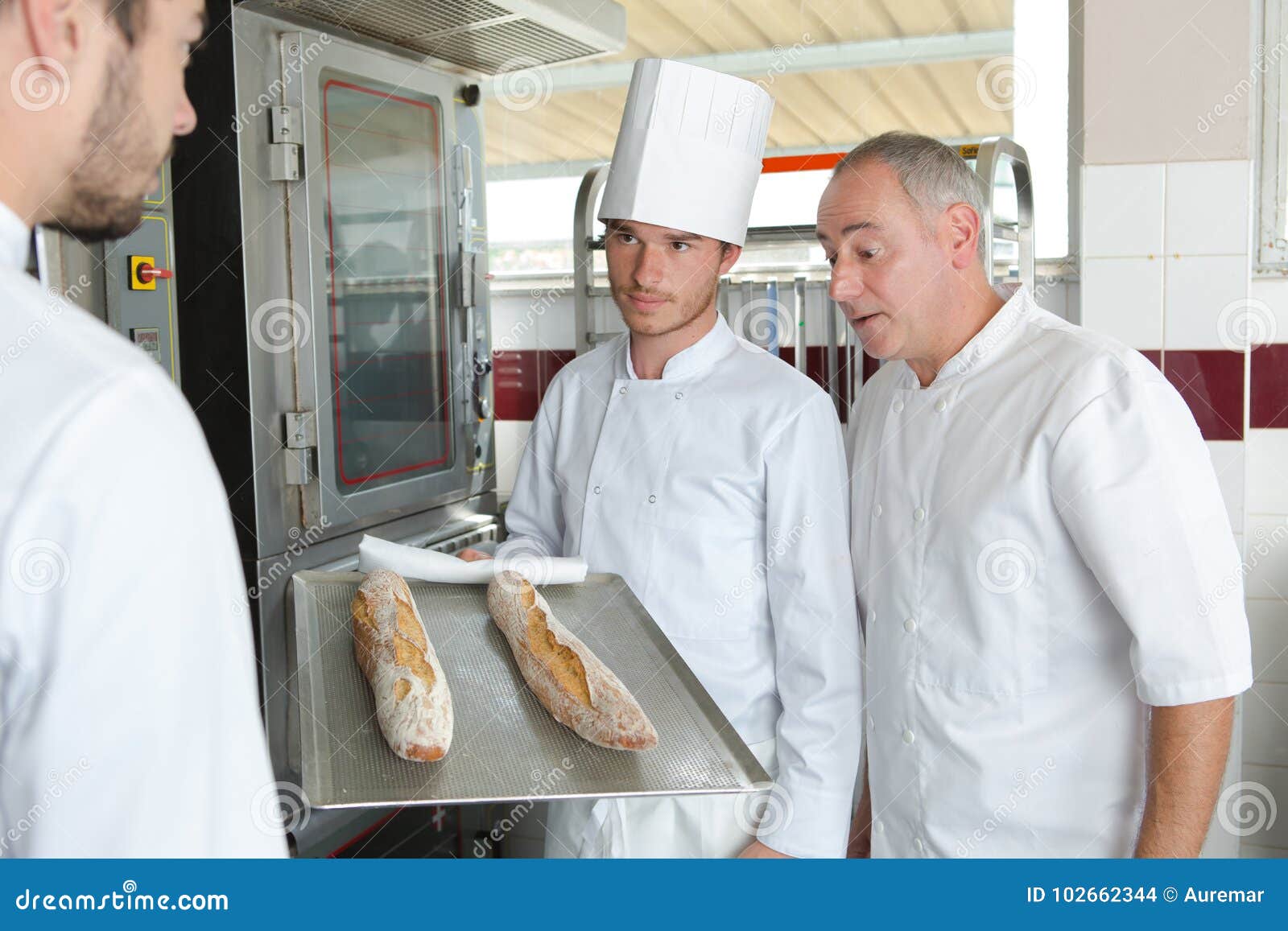 Apprentice Baker in Bakehouse with Tray Bread Stock Photo Image of