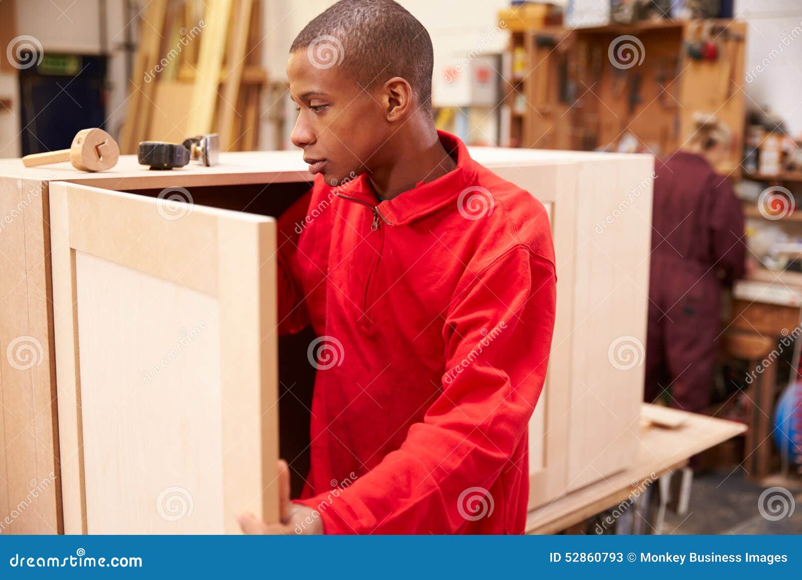 Apprentice Building Furniture in Carpentry Stock Image Image