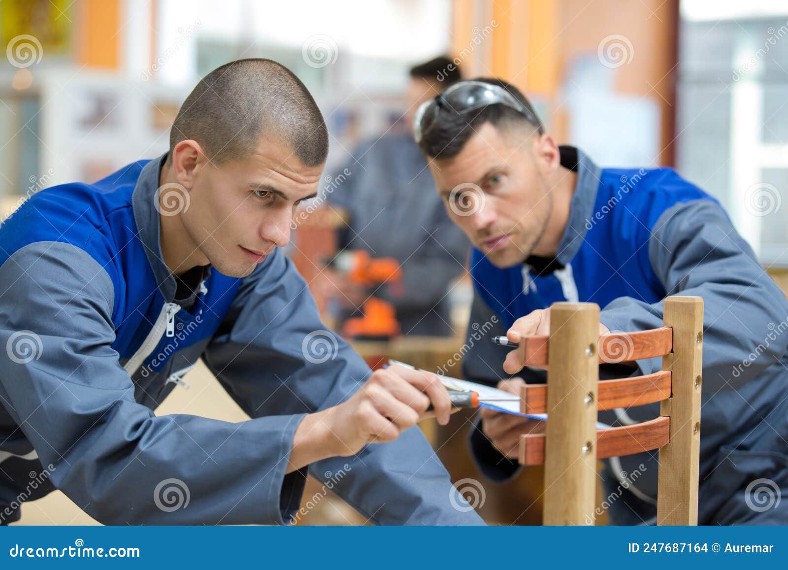 Apprentice Fixing Leg Chair Stock Photo Image of apprentice, home