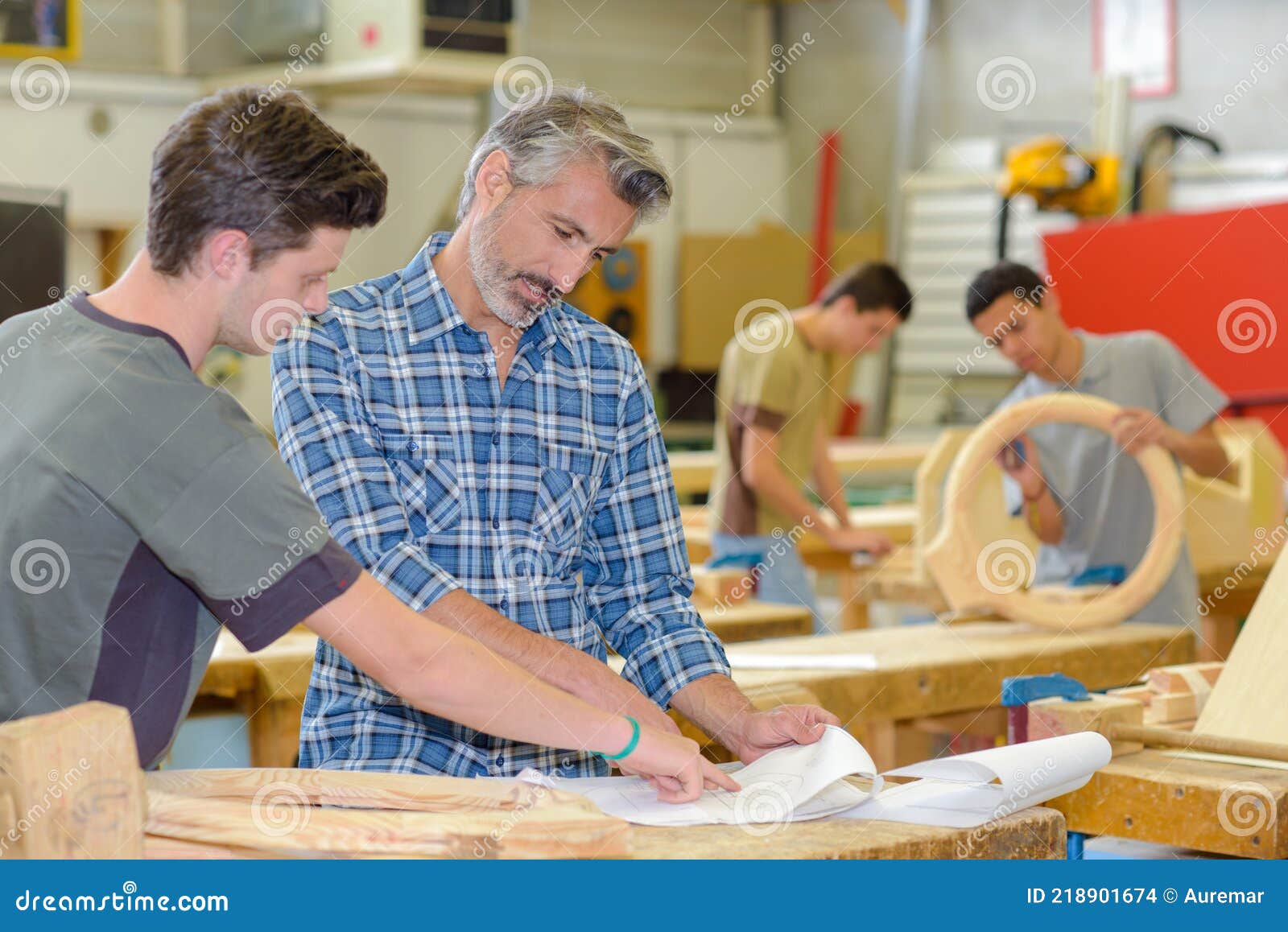 Apprentice Teacher Wood Craft Class Stock Photo Image of teaching