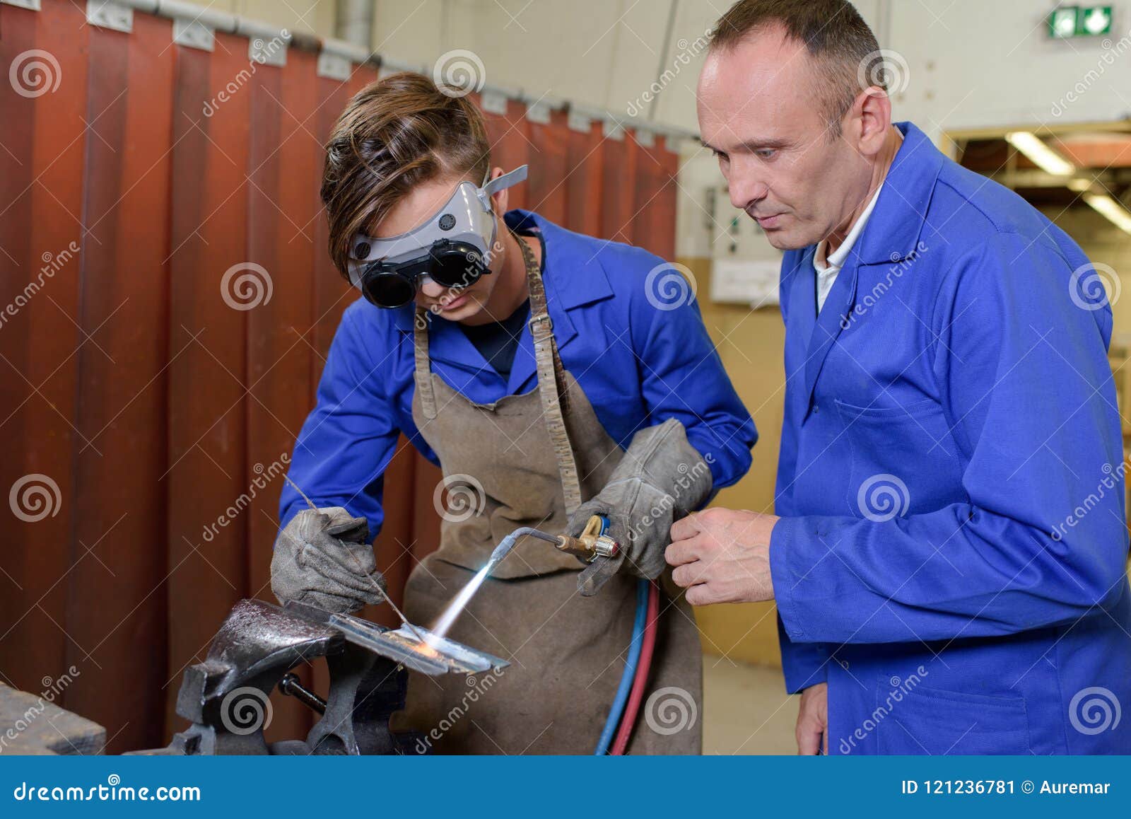 Apprentice Using Blow Torch Stock Image Image of goggles, braise