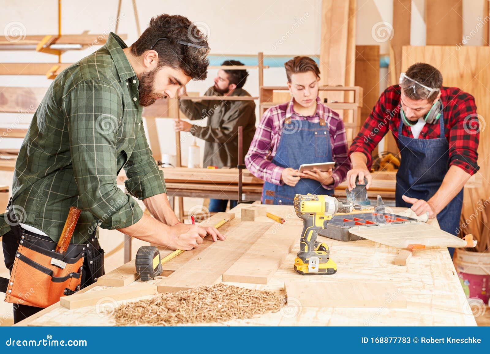 Craftsman Apprentices in Woodworking Stock Image Image of trade
