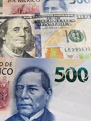 Approach To Mexican Banknotes Of 500 Pesos M s American 100 Dollar 
