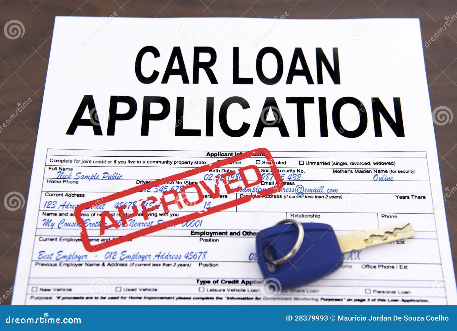 approved car loan application form