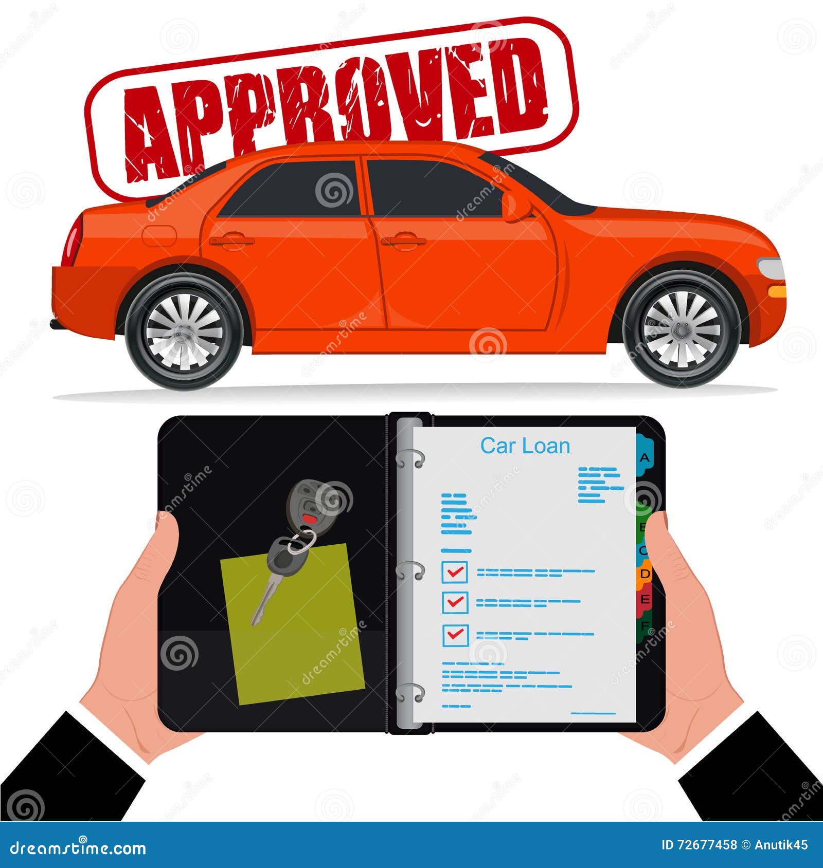 Approved Car Loan, Vector Illustration, Flat Style Stock Vector
