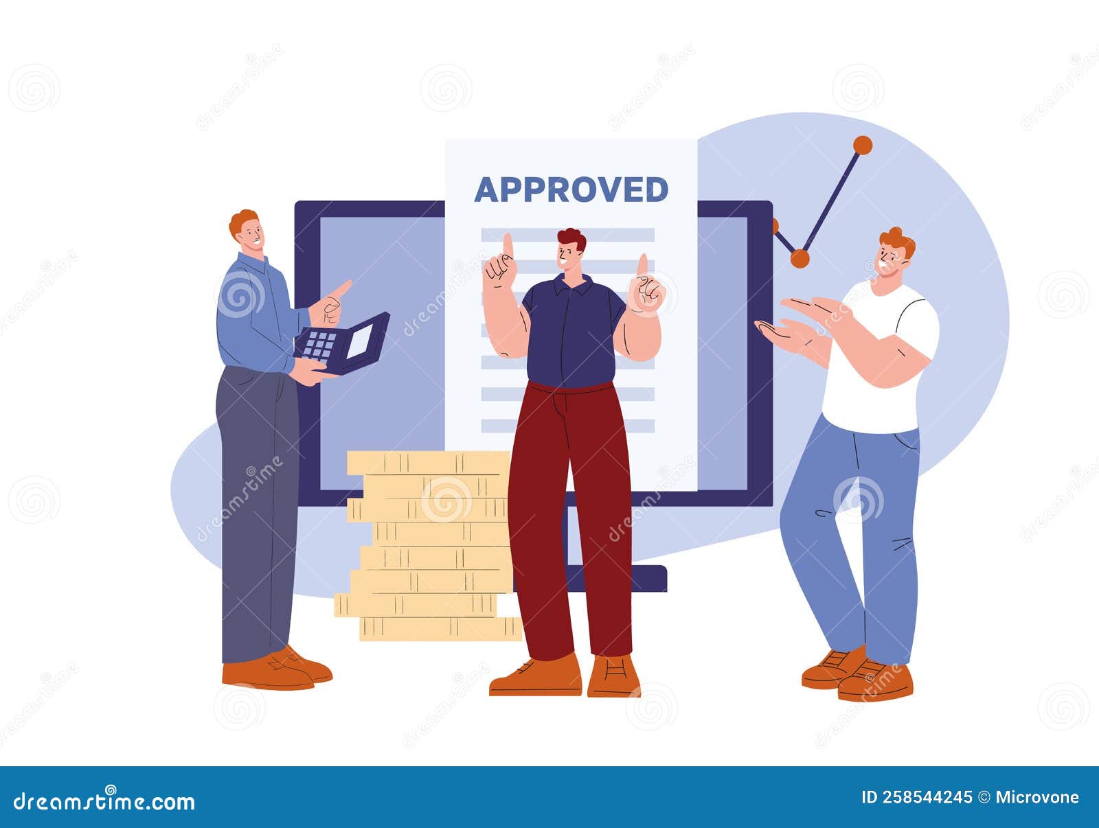 Approved Concept. Credit or Tax Form, Loan Issue. Happy Banking