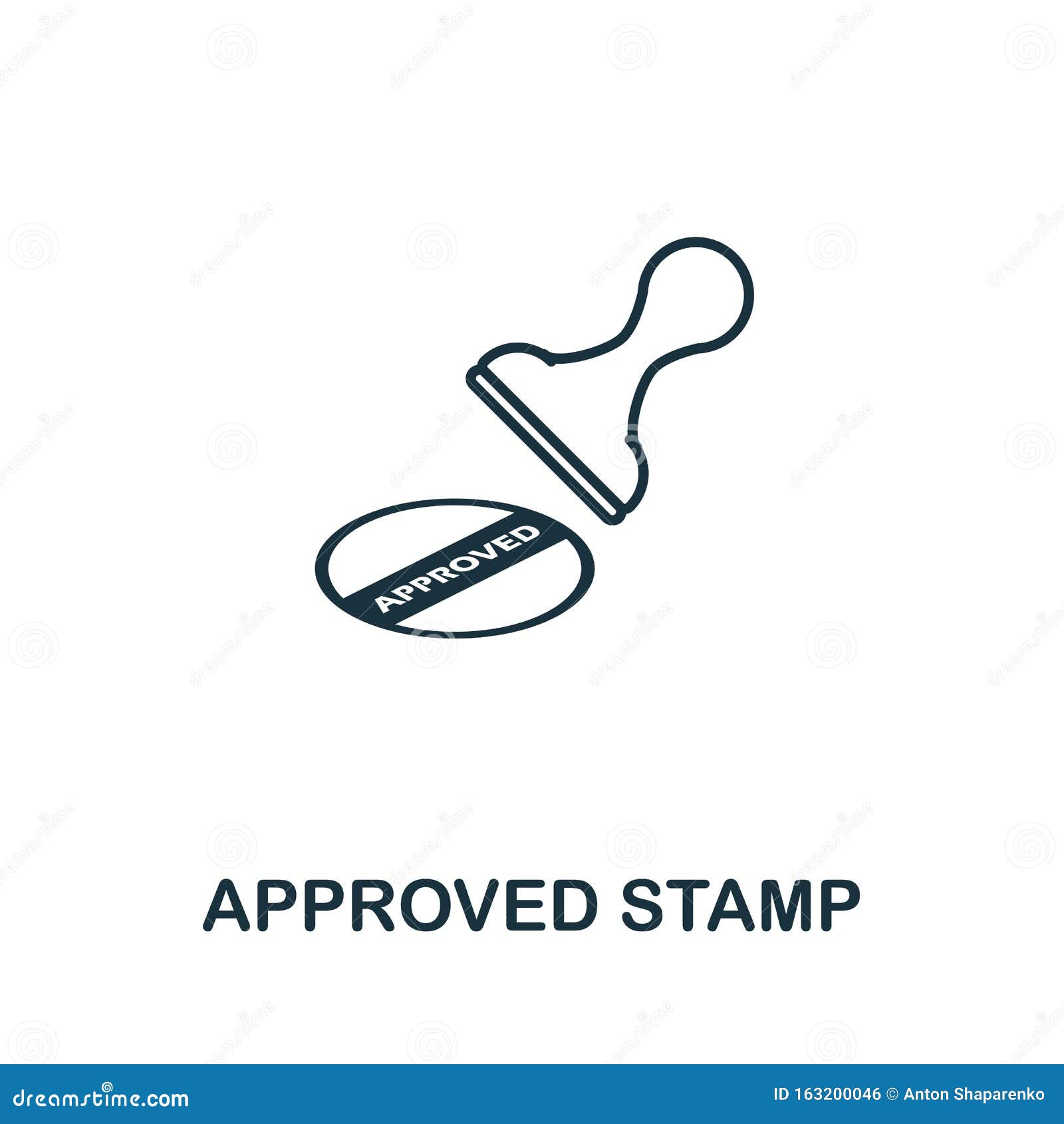 Approved Stamp Icon Outline Style. Thin Line Creative Approved Stamp
