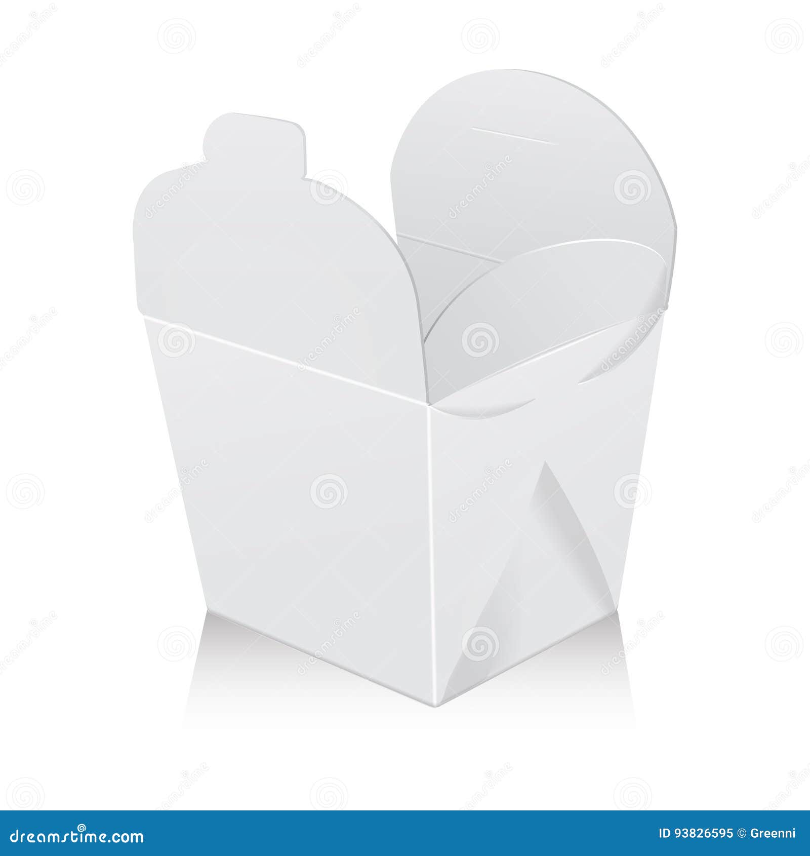 Download Apra Il Modello In Bianco Bianco Del Contenitore Di Wok ...
