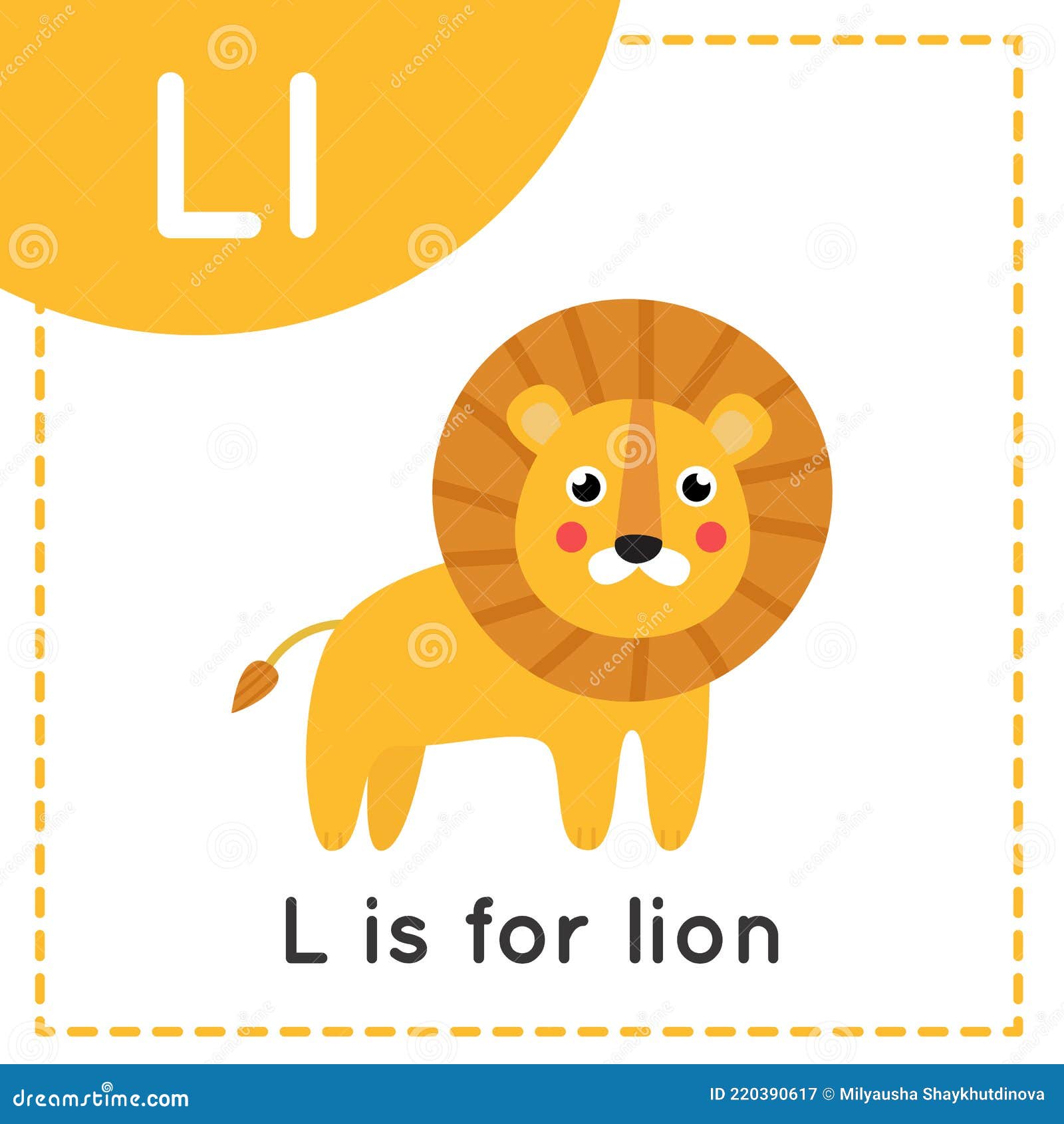 Aprender El Alfabeto Inglés Para Niños. Letra L. Lindo León De Dibujos  Animados. Ilustración del Vector - Ilustración de fondo, flashcard:  220390617