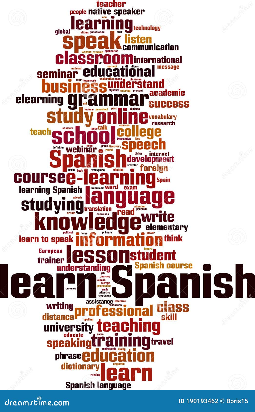 A Língua Espanhola Significa O Tradutor and Text De Wordcloud Ilustração  Stock - Ilustração de aprendizagem, palavra: 55984416