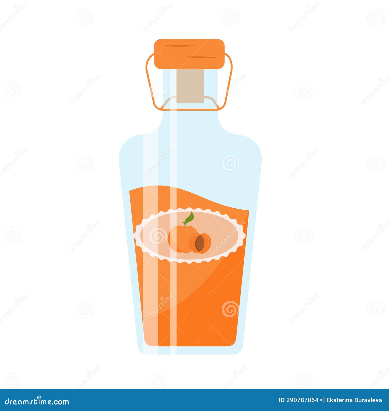 Apricot Compote in a Glass Bottle. Compote in a Bottle with a Label