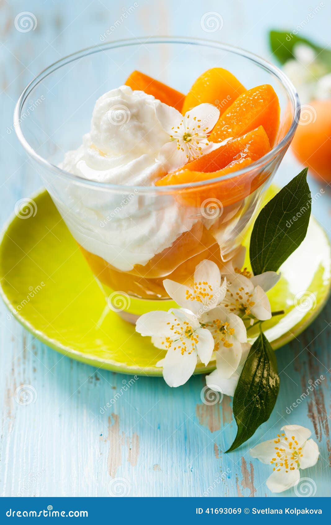 Apricot dessert stock image. Image of cream, dessert 41693069