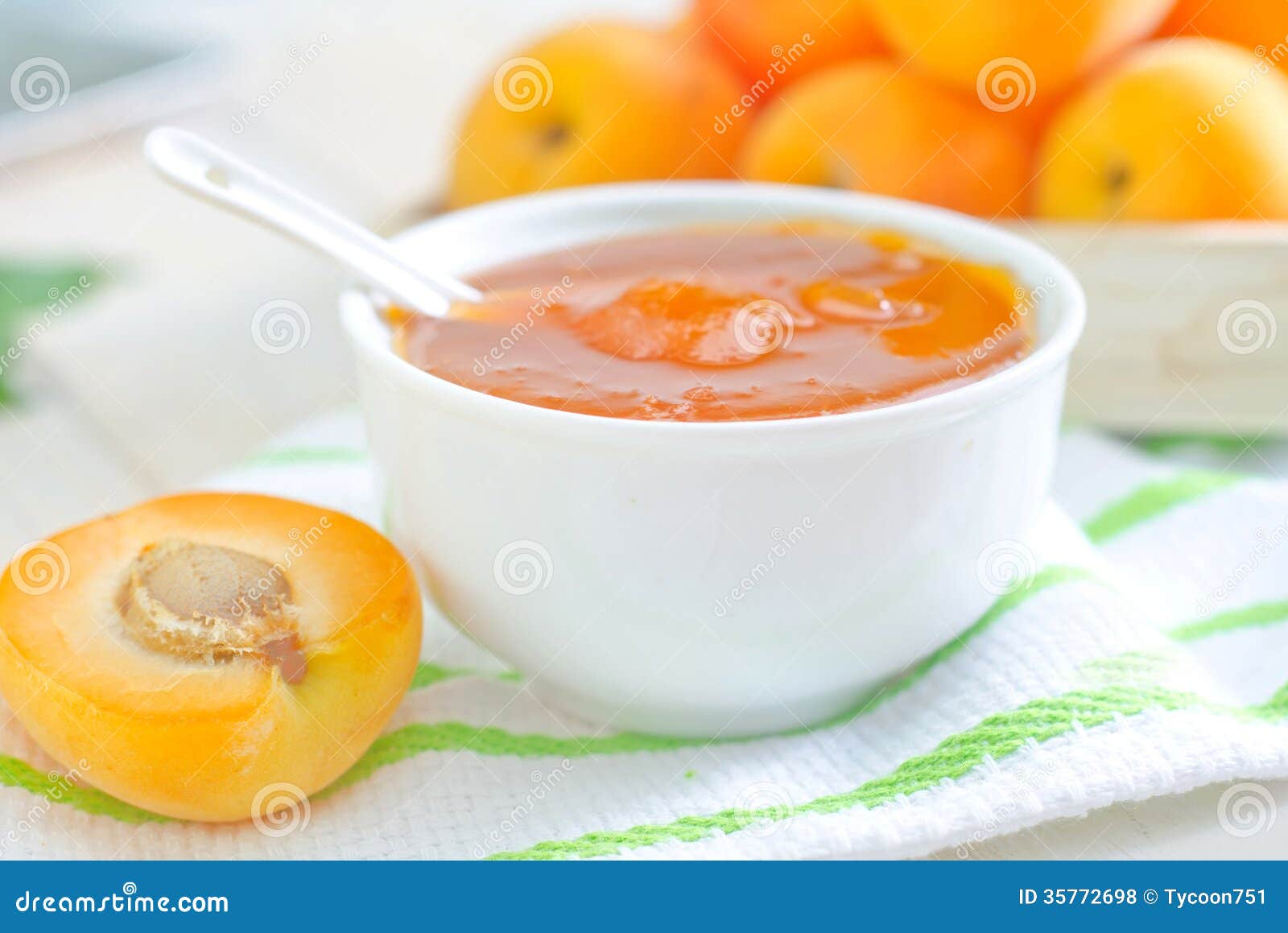 Apricot jam stock photo. Image of homemade, leaf, green 35772698