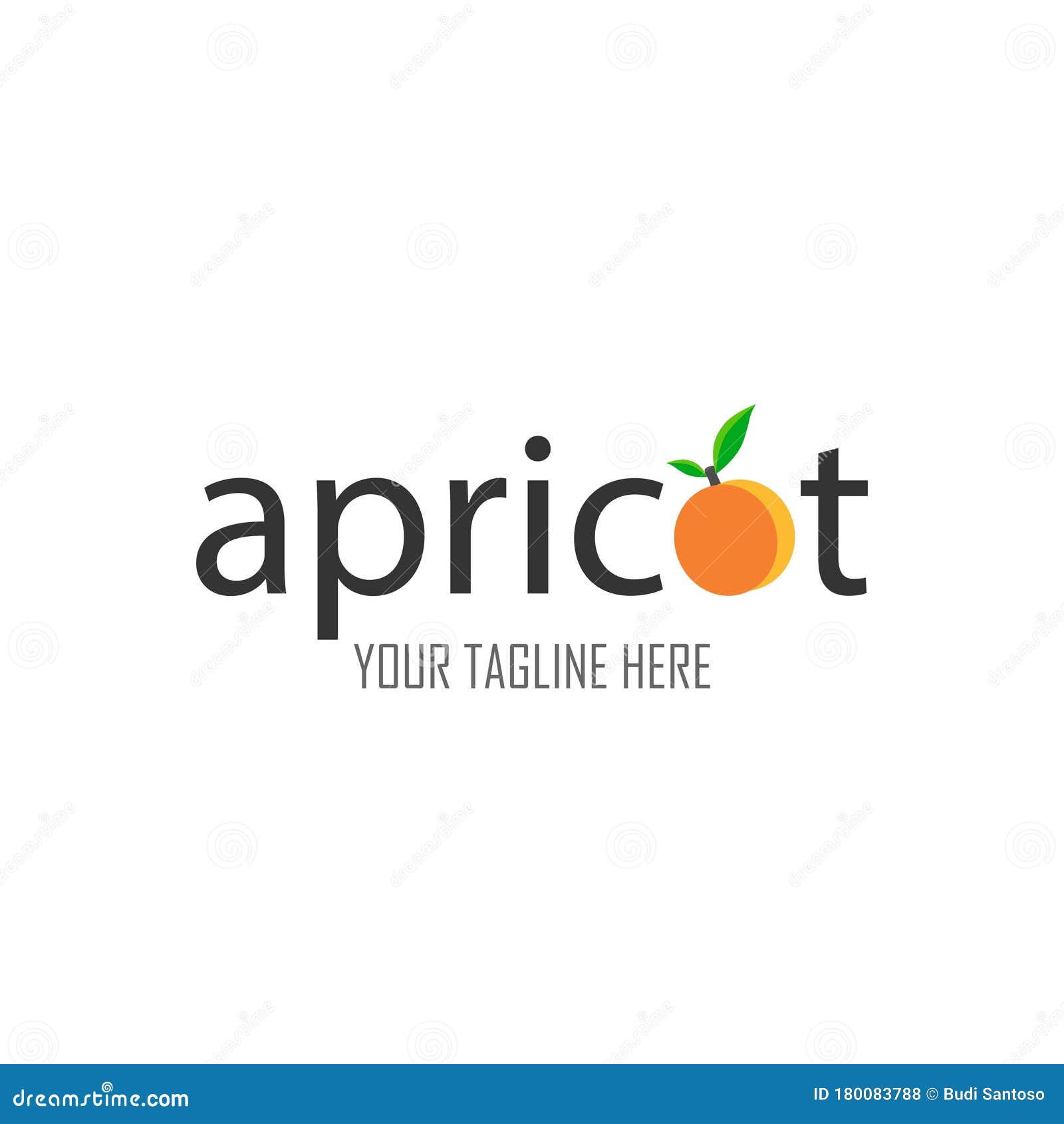 Apricot Logo Design with Decoral Apricot and Text. Stock Vector