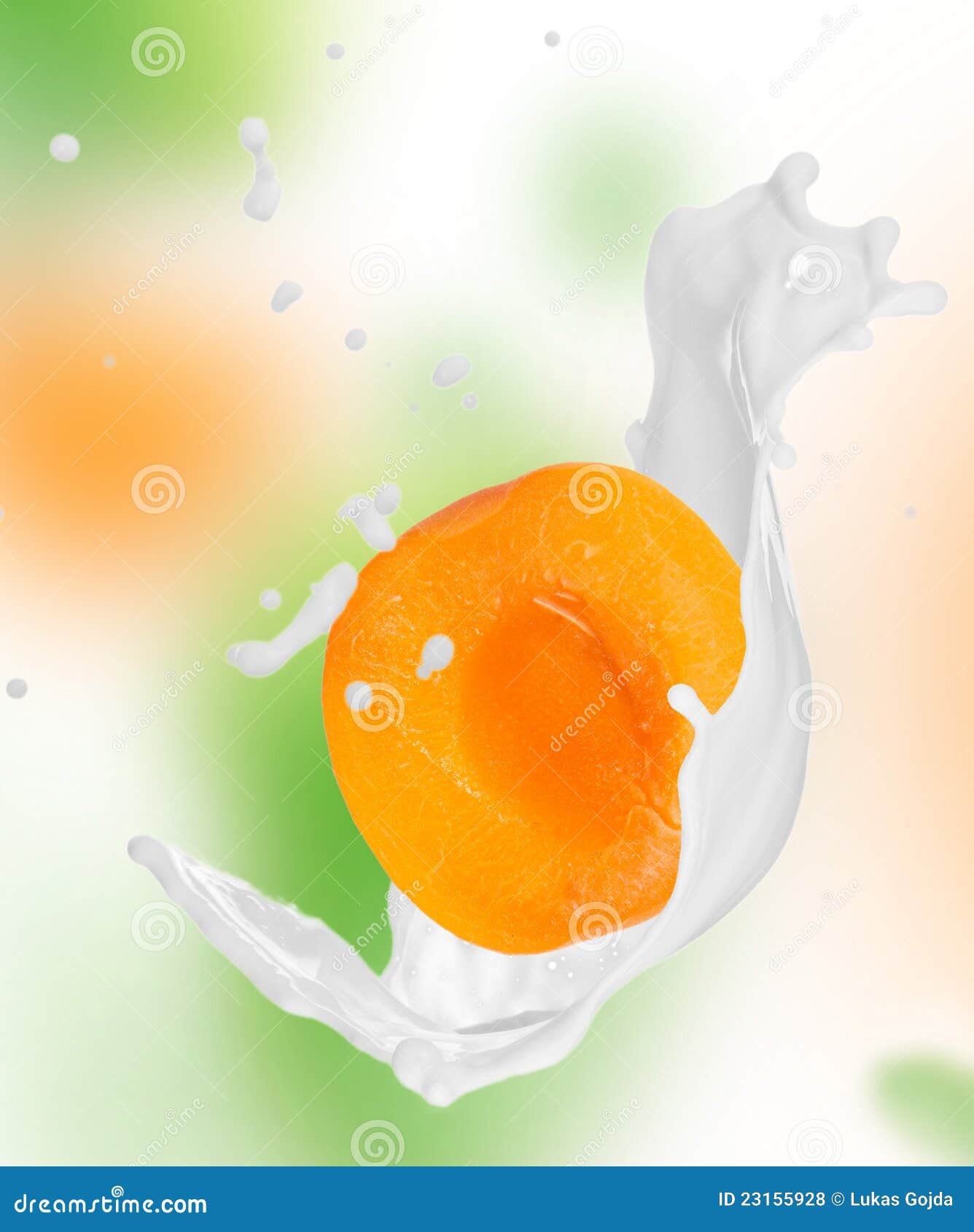 Apricot with milk splash stock photo. Image of nutrition 23155928