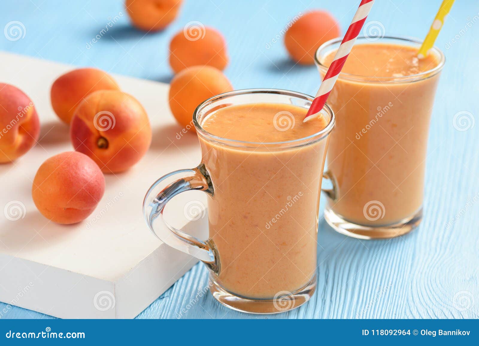 Apricot Smoothie, Healthy Beverage, on Wooden Background. Stock Photo ...