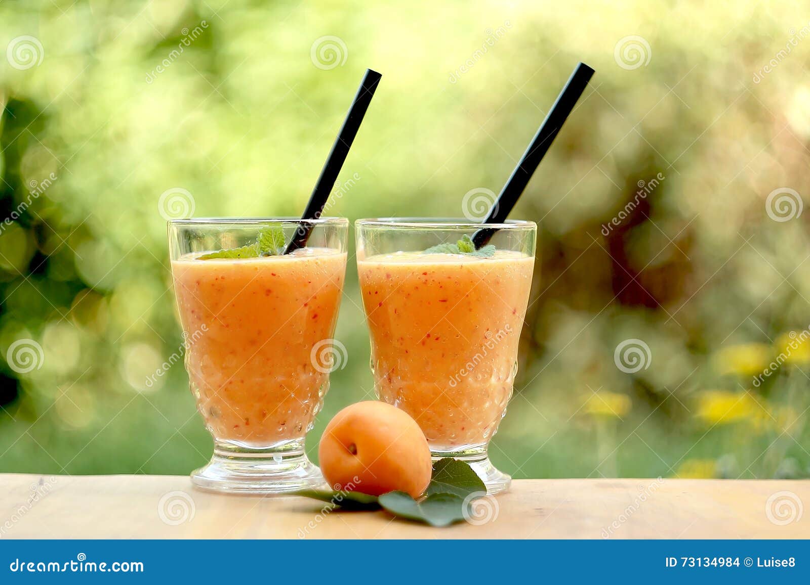 Apricot smoothie stock photo. Image of drink, leaf, ripe - 73134984