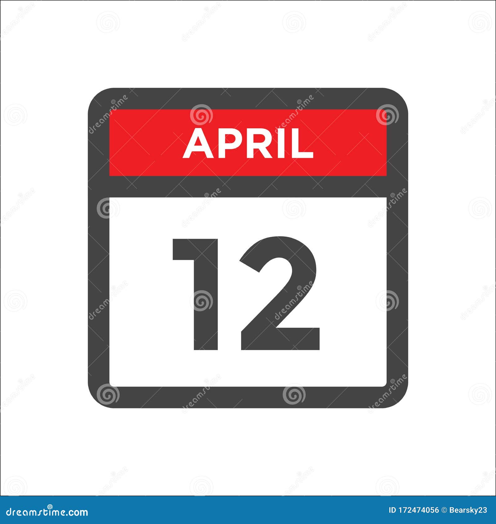 April 12 Calendar Icon with Day of Month Stock Vector - Illustration of ...
