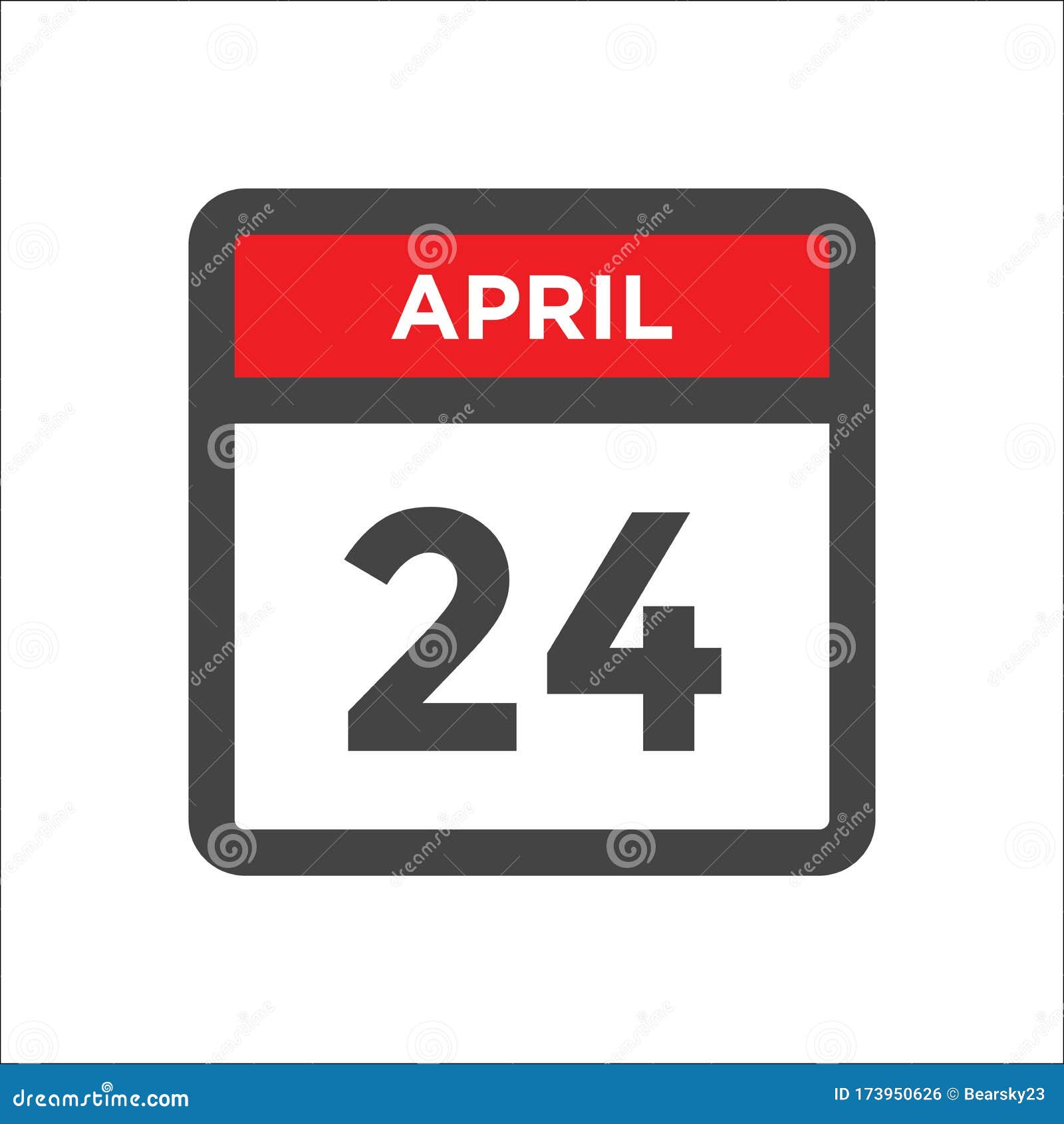April 24 Calendar Icon with Day of Month Stock Vector Illustration of