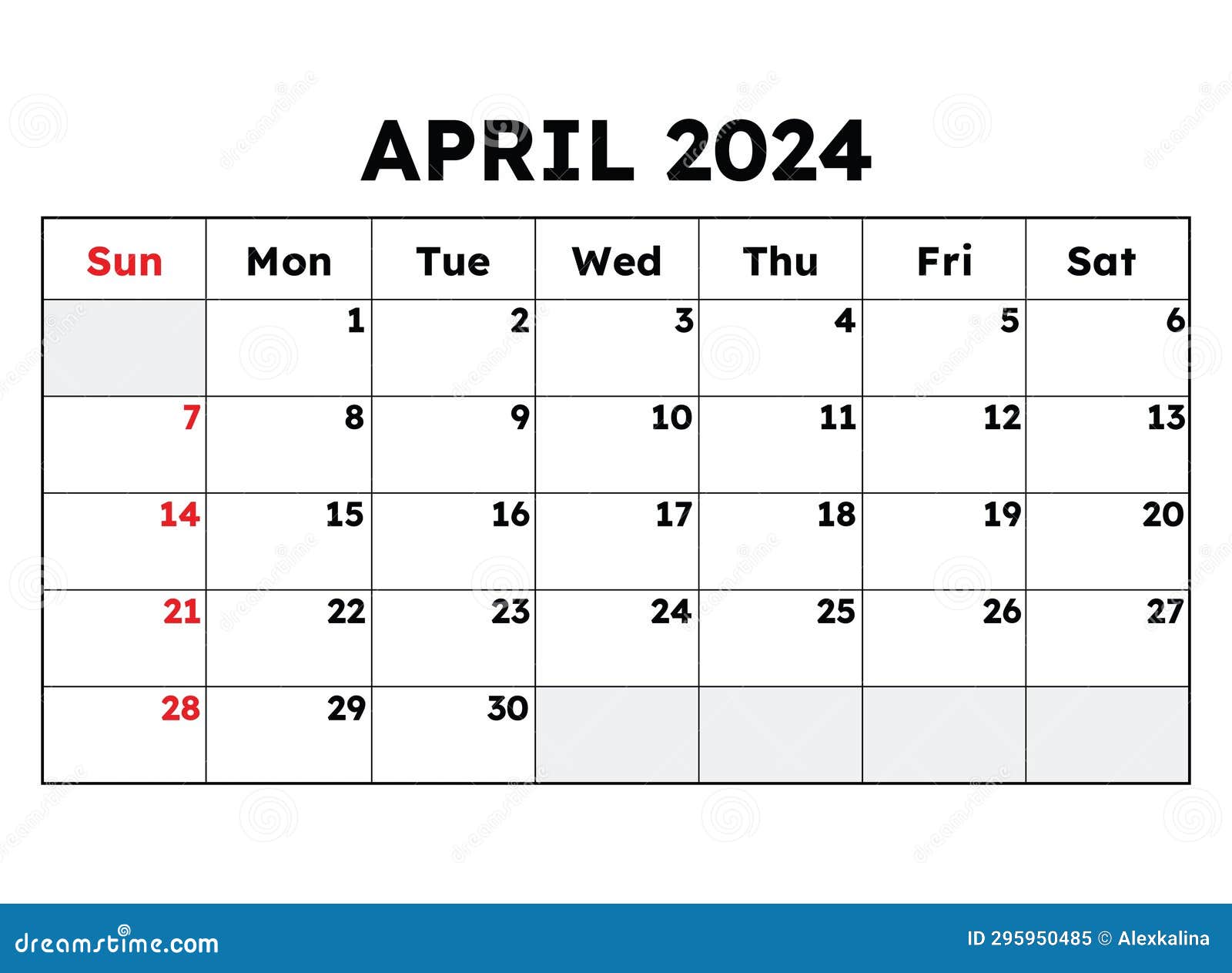 april 2024 calendar.  . monthly planning for your business