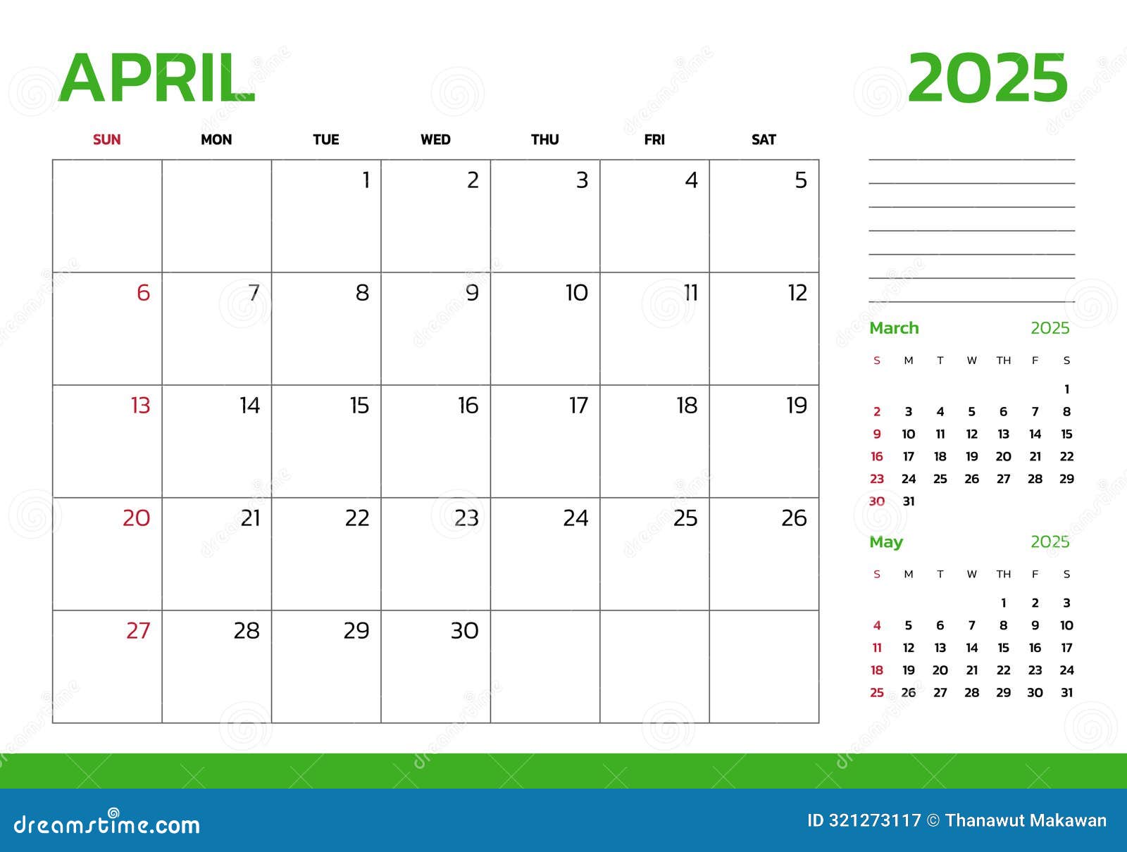April 2025 Year Calendar 2025 Template, Desk Calendar 2025 Year, Week Start On Sunday, Wall