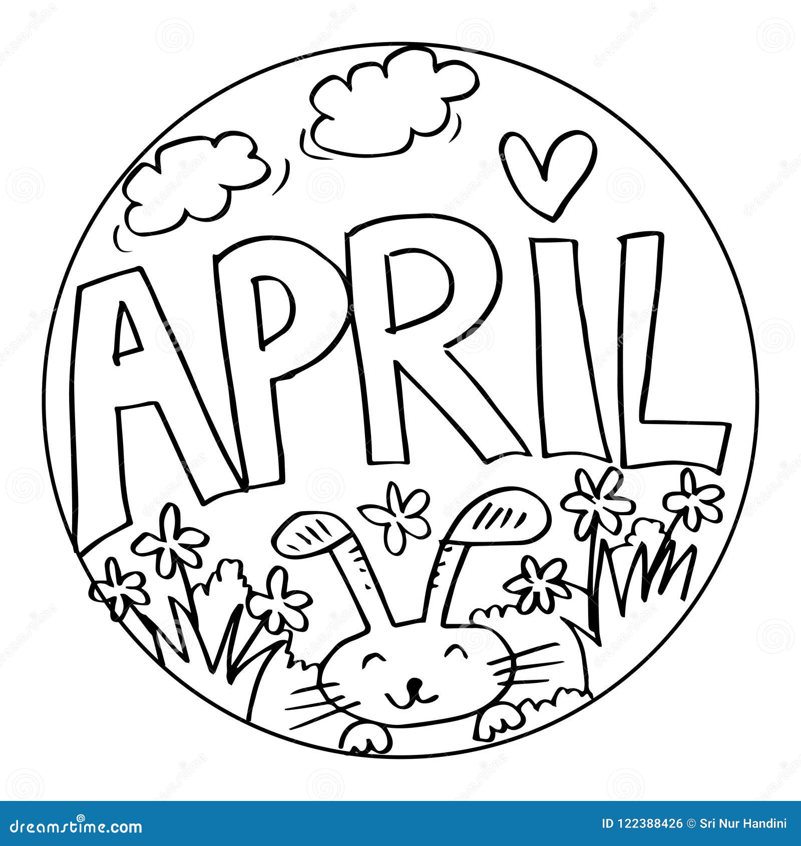 April Coloring Pages for Kids Stock Illustration   Illustration of ...