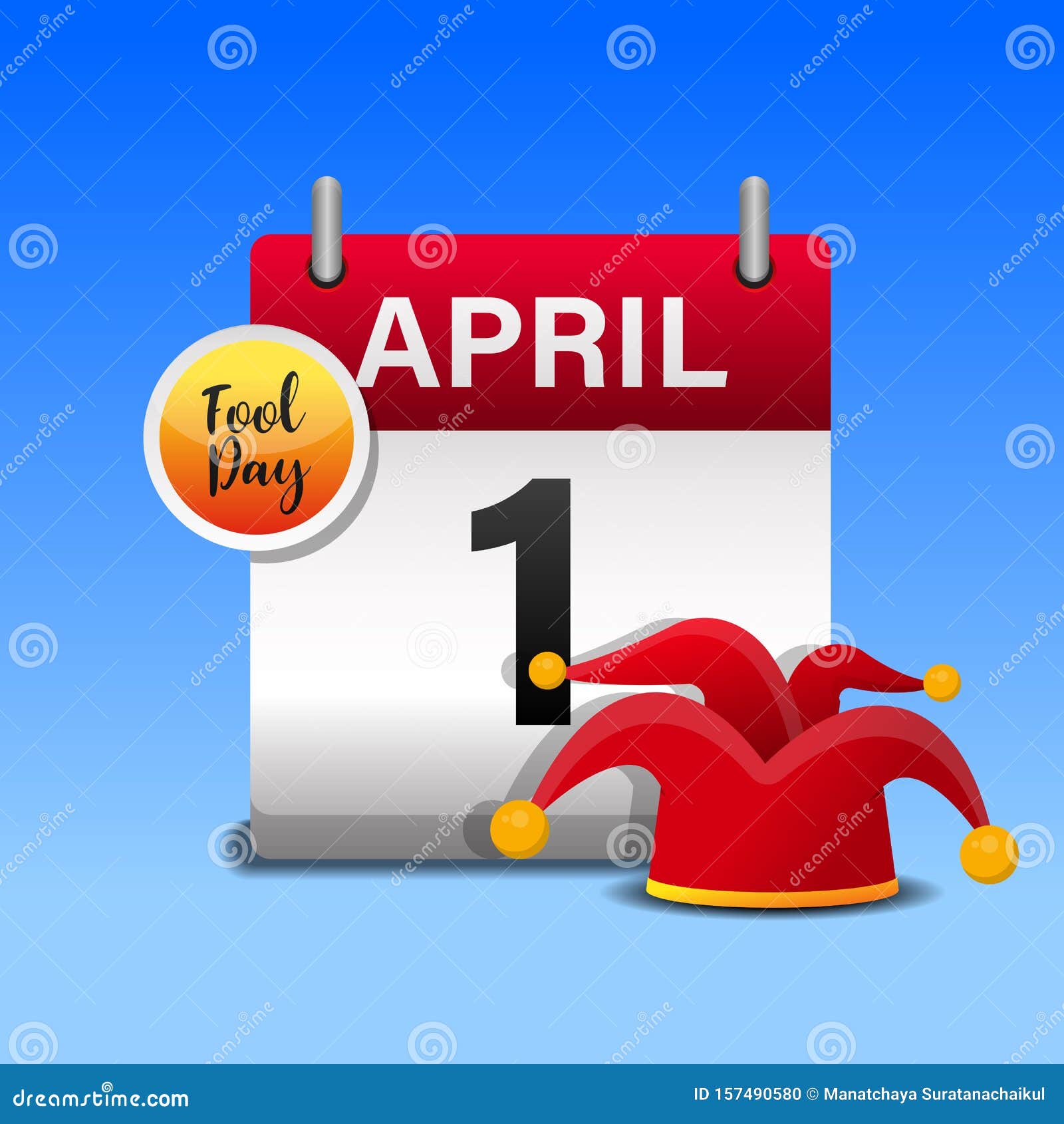 April fools` day calendar. stock vector. Illustration of holiday