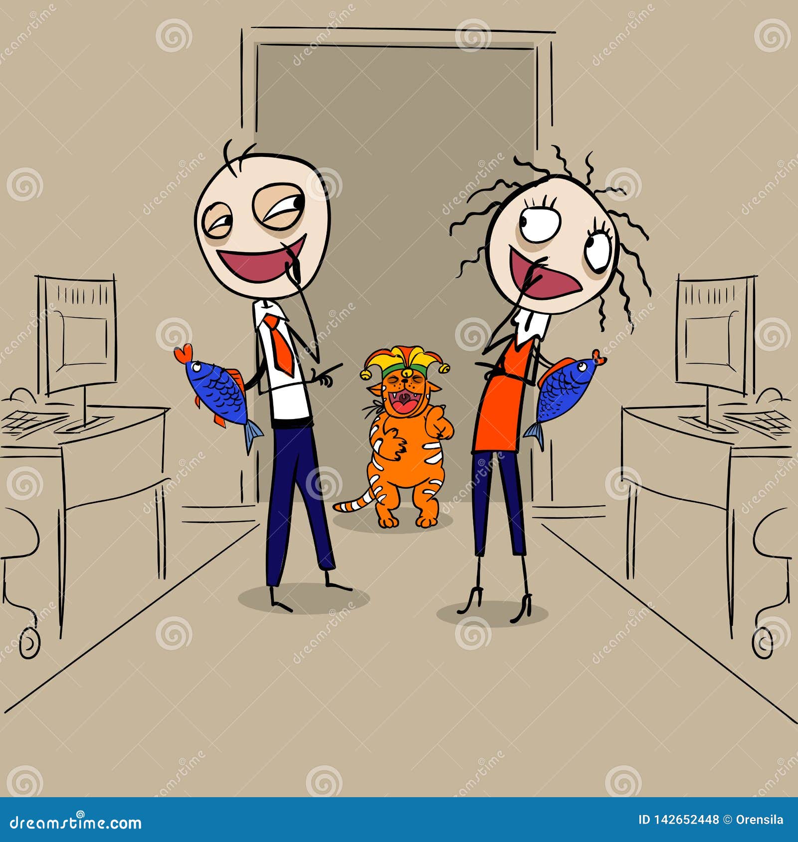 April 1 is Fools Day. Funny Joke Fish on the Back Stock Vector -  Illustration of fish, loser: 142652448