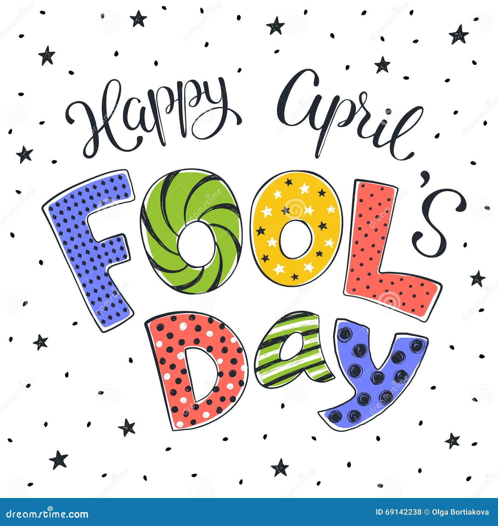 April Fools Day Illustration Stock Vector - Illustration of card ...