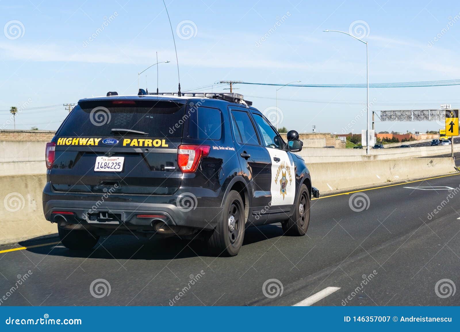 April 22, 2019 Hayward / CA / USA - Police Car Driving on the Freeway