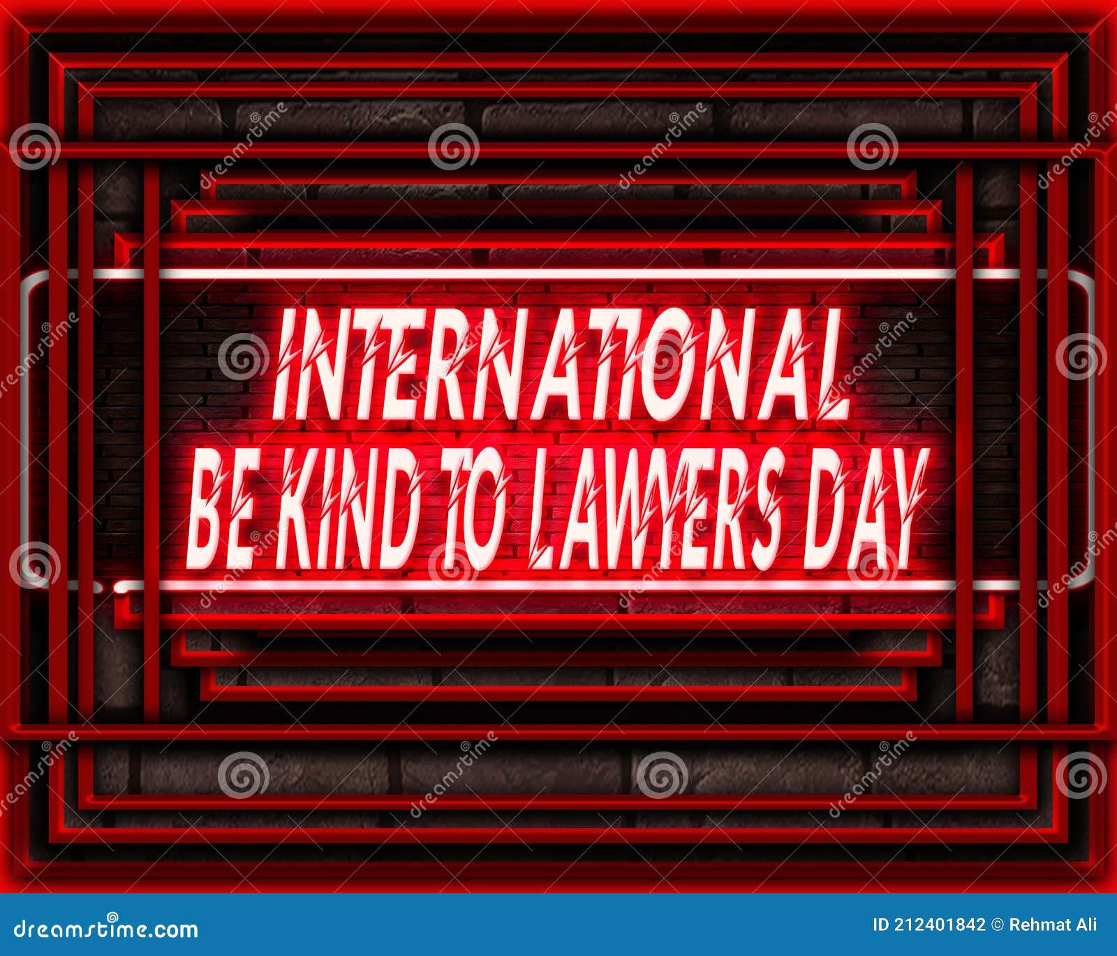14 April, International Be Kind To Lawyers Day, Neon Text Effect on Bricks Background Stock