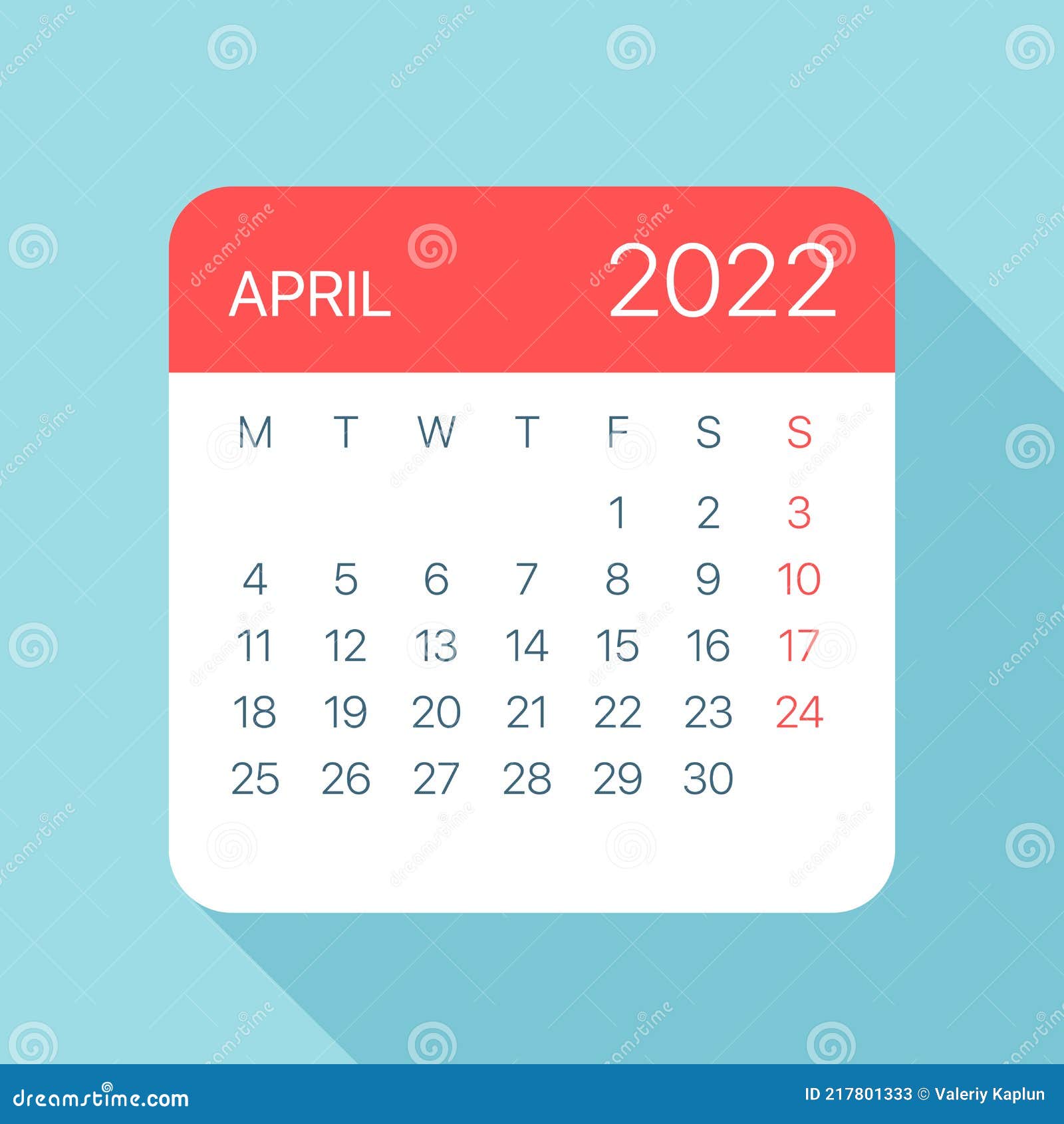 April 2022 kalender Kalender Bulan