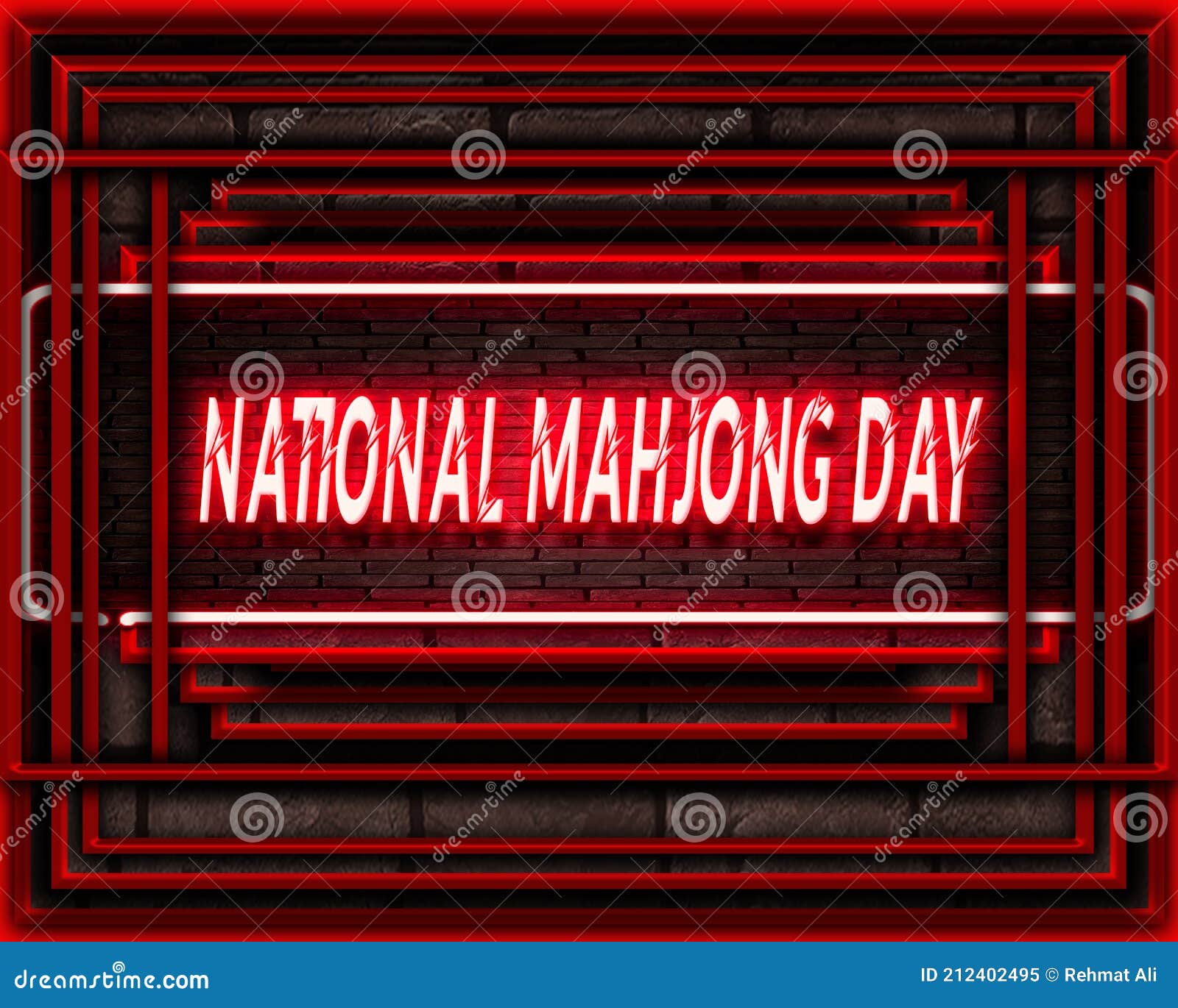 30 April, National Mahjong Day, Neon Text Effect on Bricks Background