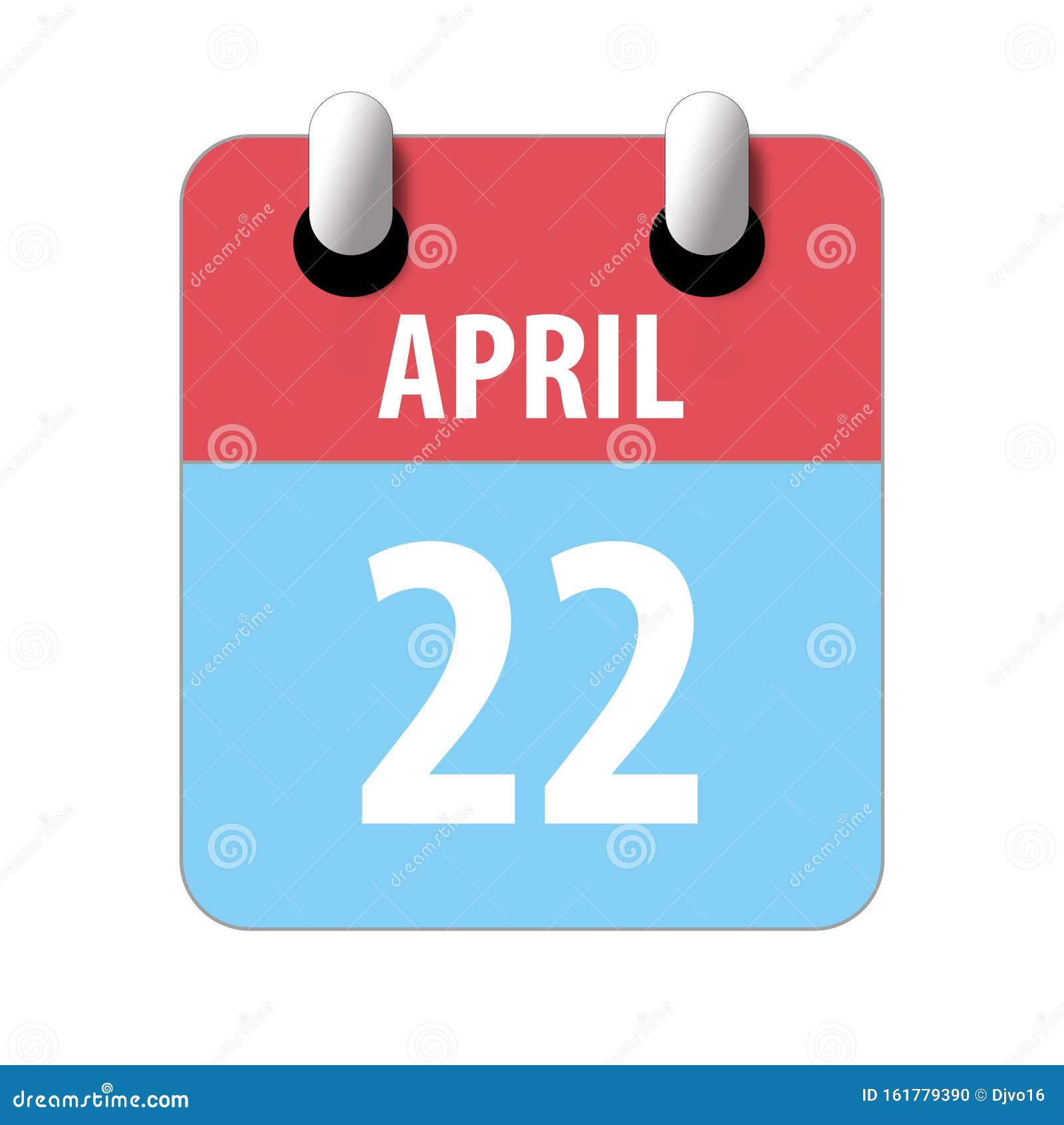 April 22nd. Day 22 of Month,Simple Calendar Icon on White Background