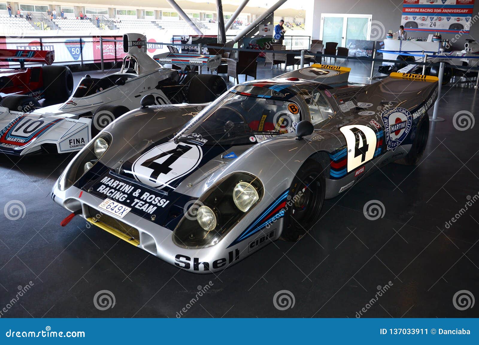 21 April 2018: PORSCHE 917 die K 1971 Martini ex ELFORD/LAROUSSE rennen bij het Festival 2018 van de Motorlegende in Imola Circuit in Italië