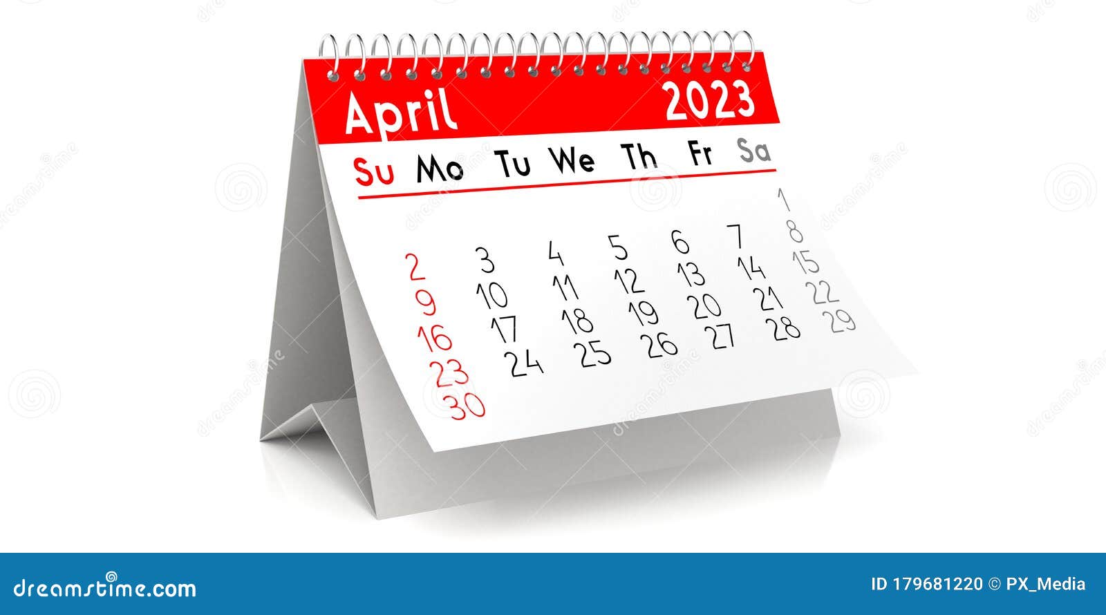 April 2023 - Table Calendar - 3D Illustration Stock Illustration