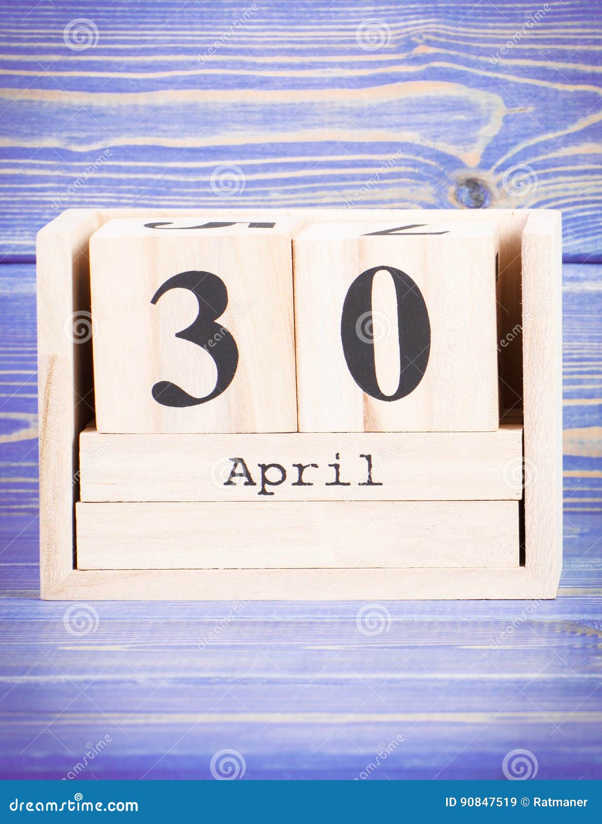 April 30th. Date Of 30 April On Wooden Cube Calendar Stock Image