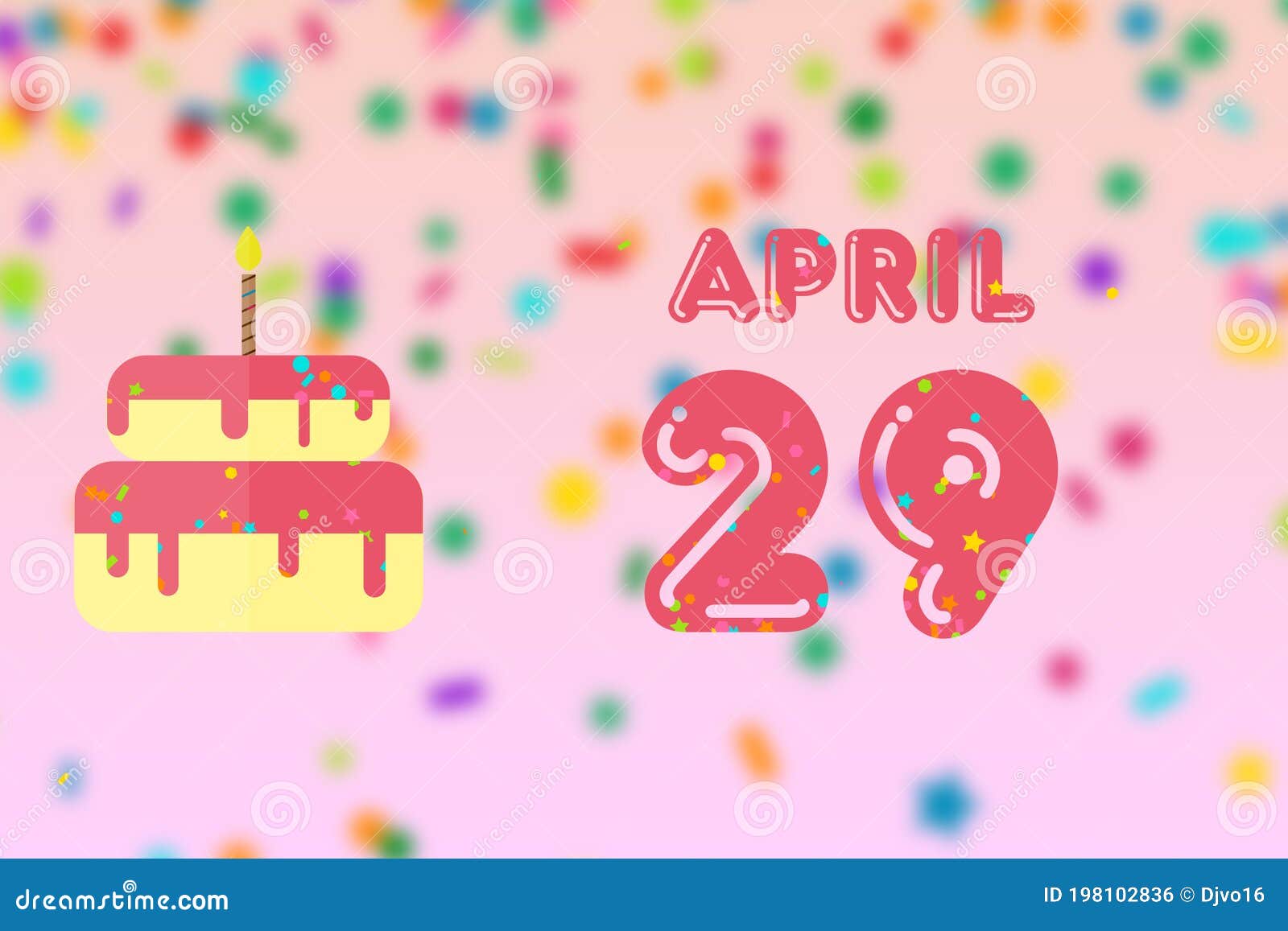April 29th. Day 29 of Month,Birthday Greeting Card with Date of Birth